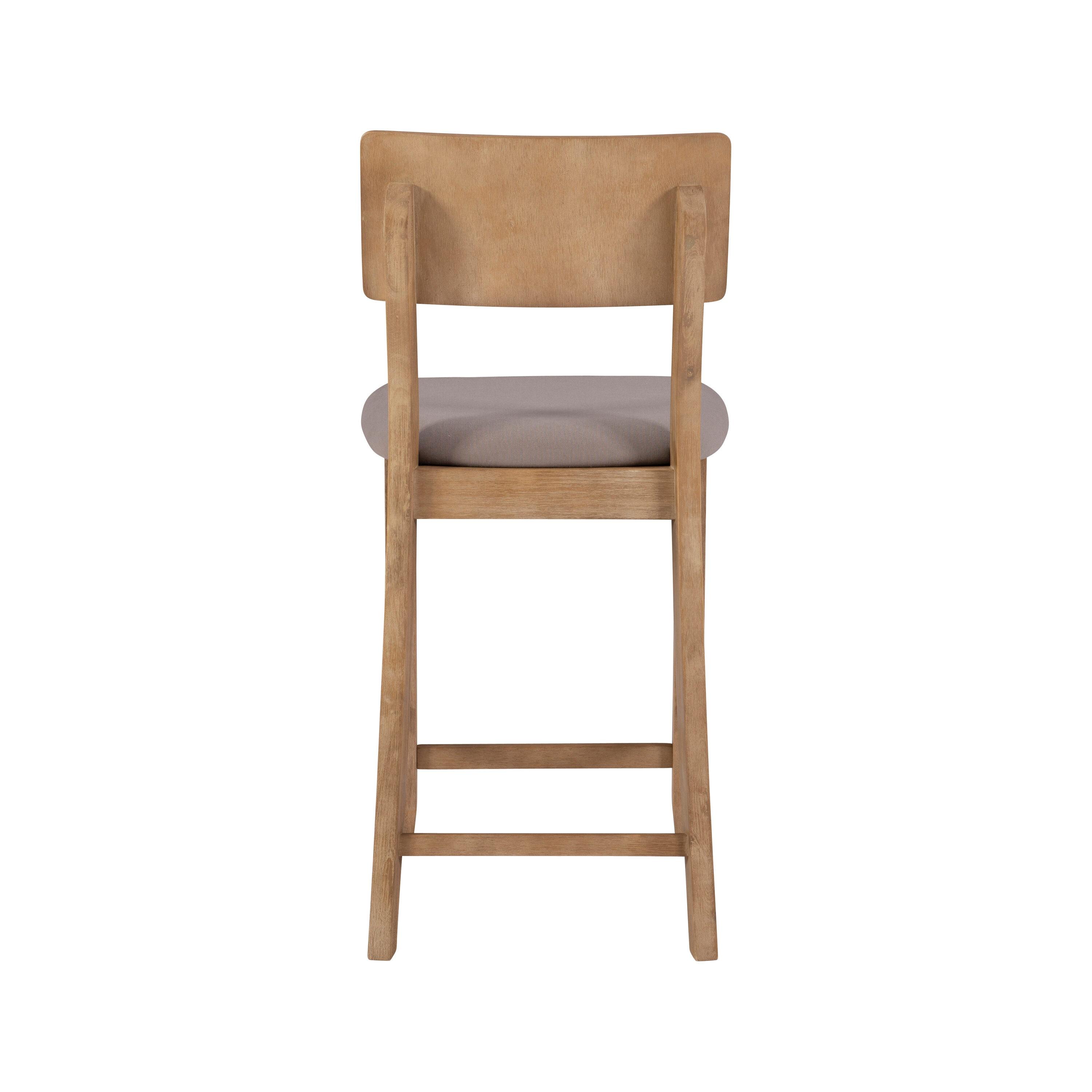 24" Jordan Padded Seat Upholstery Counter Height Barstool Light Gray - Linon: Scandinavian Style, Wood Legs, Polyester