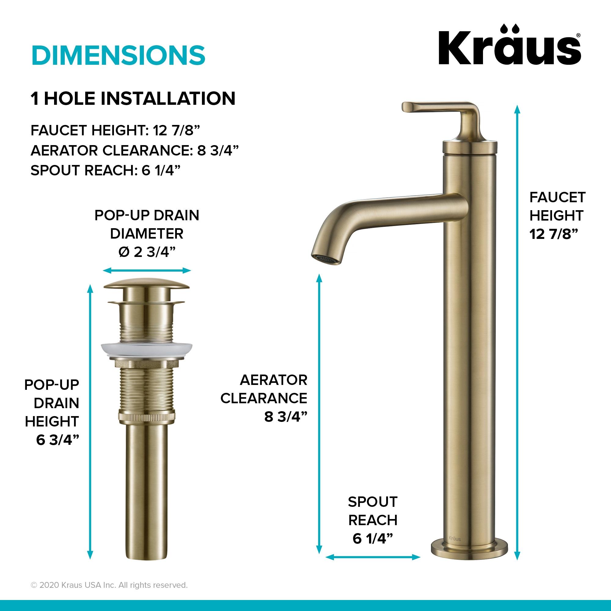 Ramus Vessel Sink Bathroom Faucet with Drain Assembly