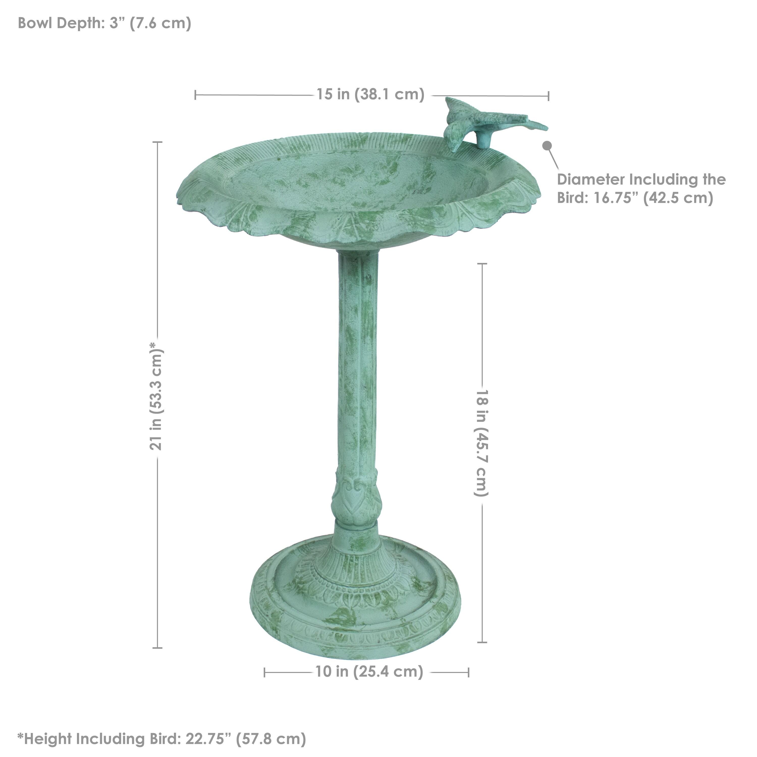 Garden Visitor Freestanding Cast Aluminum Outdoor Bird Bath