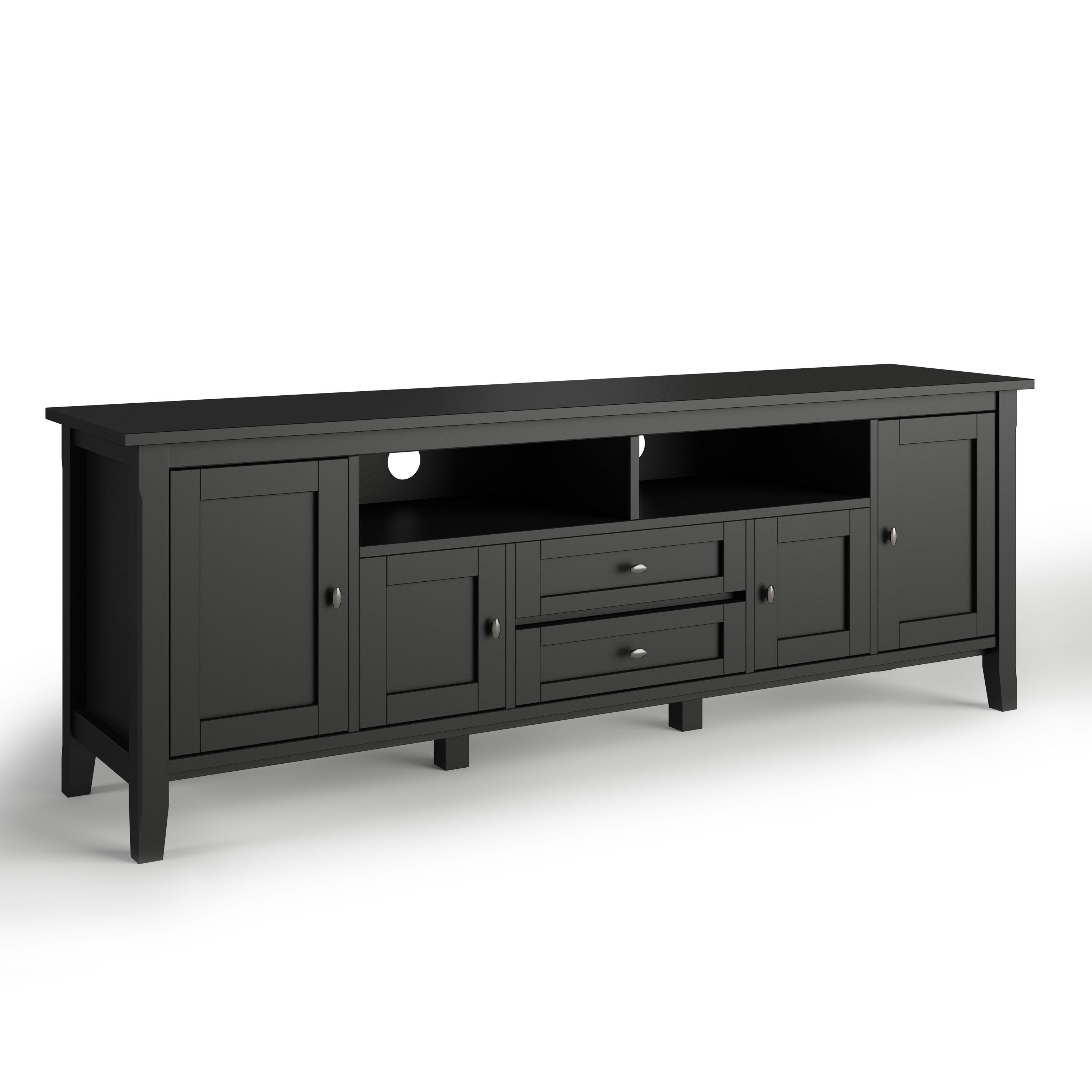 Simpli Home Warm Shaker 72"W Solid Wood TV Stand for TVs up to 80" with 4 Storage Cabinets and 2 Drawers