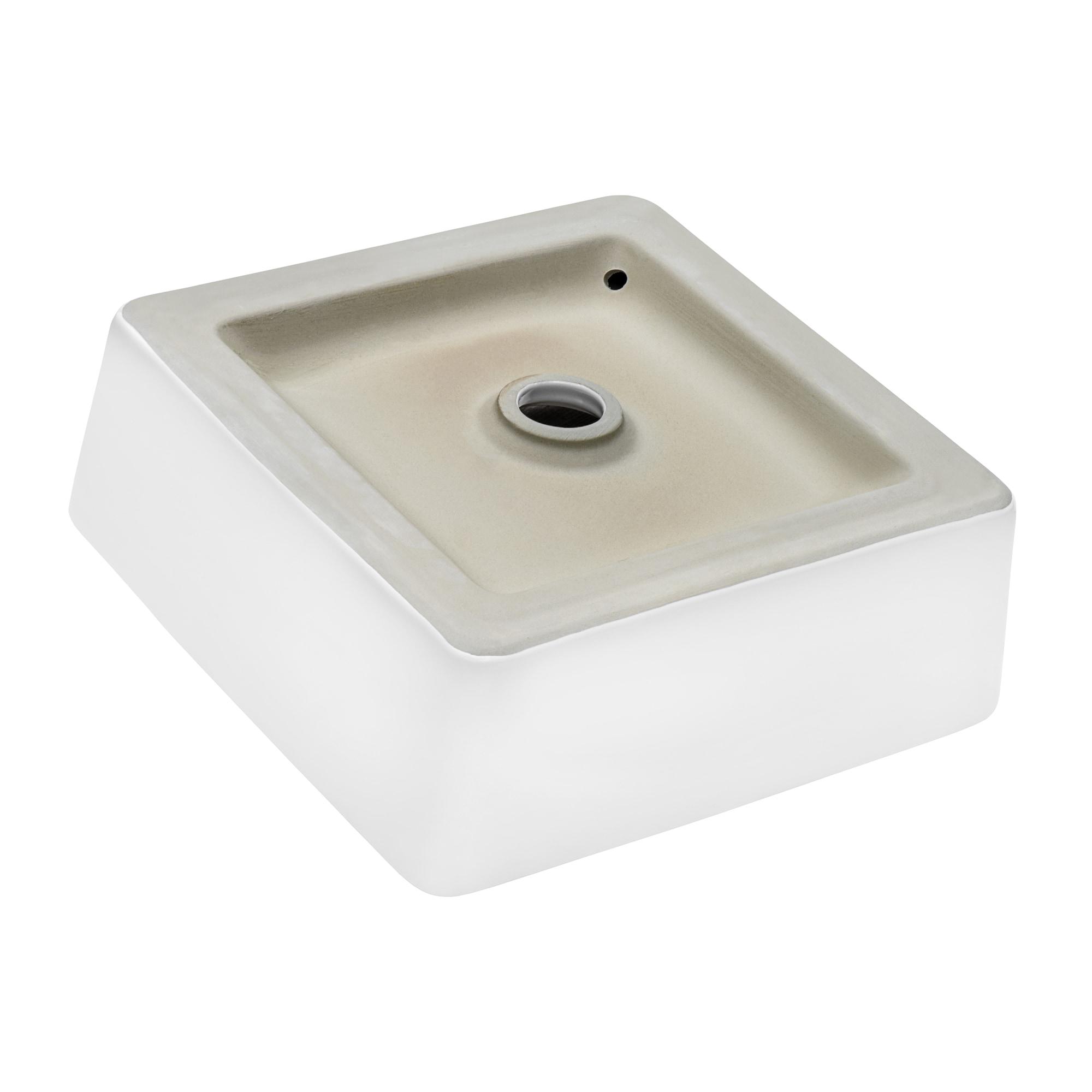 White Ceramic Square Above-Counter Vessel Sink