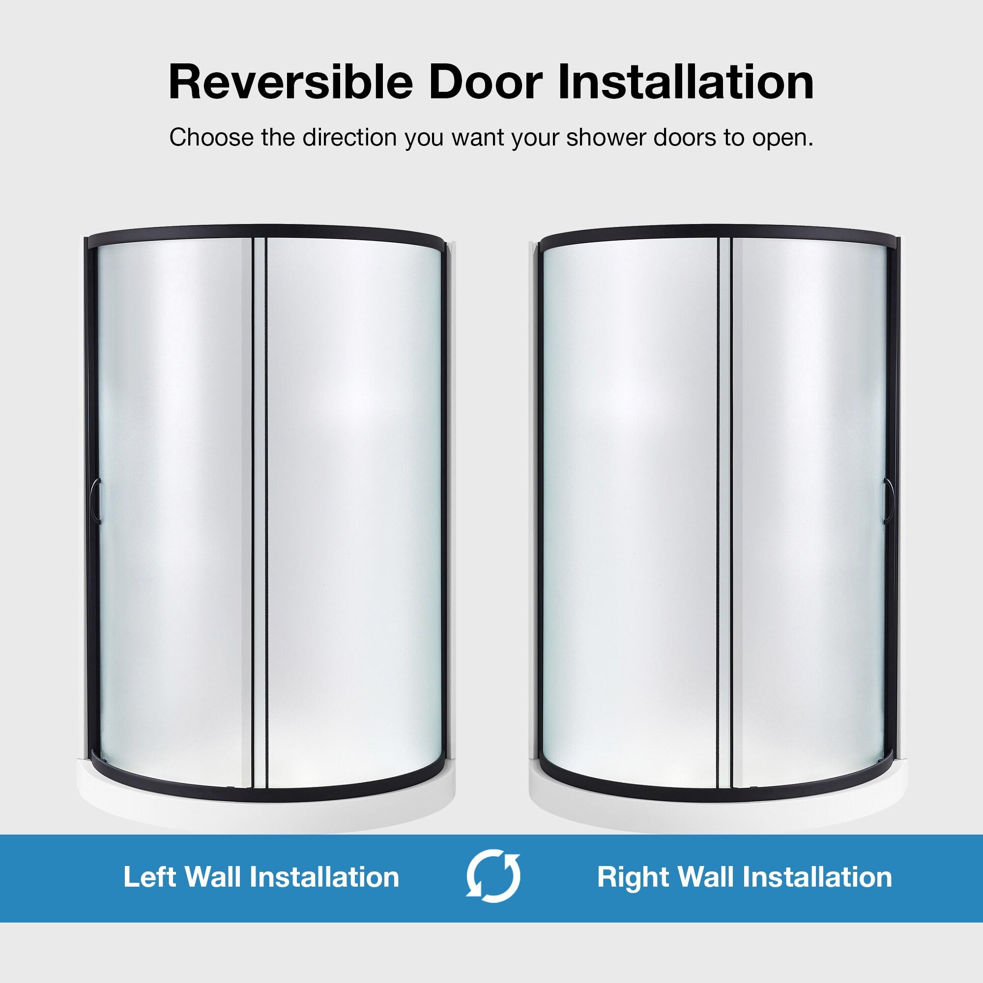 Ove Decors OVE Decors Breeze 35 in. Round Shower Kit w/ Frosted, Base, Wall 15SKA-BREF34-BLKAC