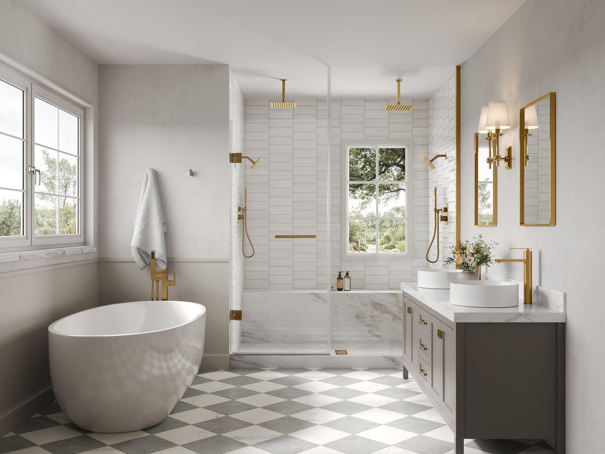 Thermostatic Shower Faucet 16" High-Pressure Triple Showerheads with Rough-In Valve