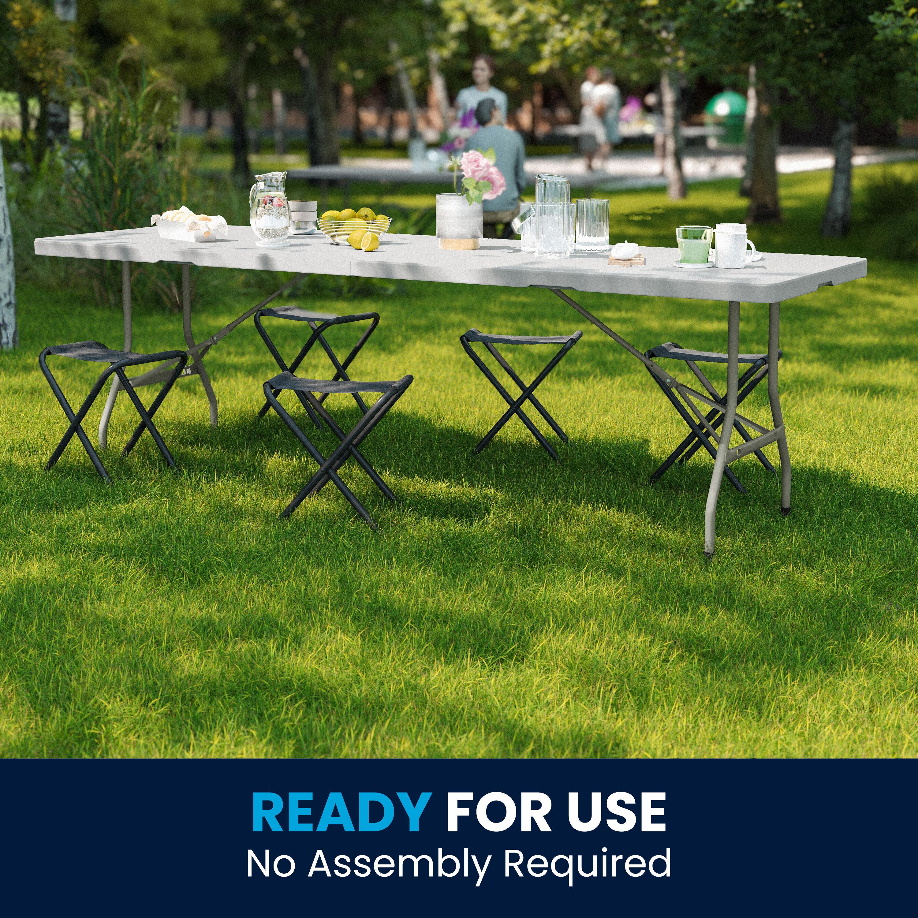 8-Foot Bi-Fold Plastic Banquet and Event Folding Table with Carrying Handle