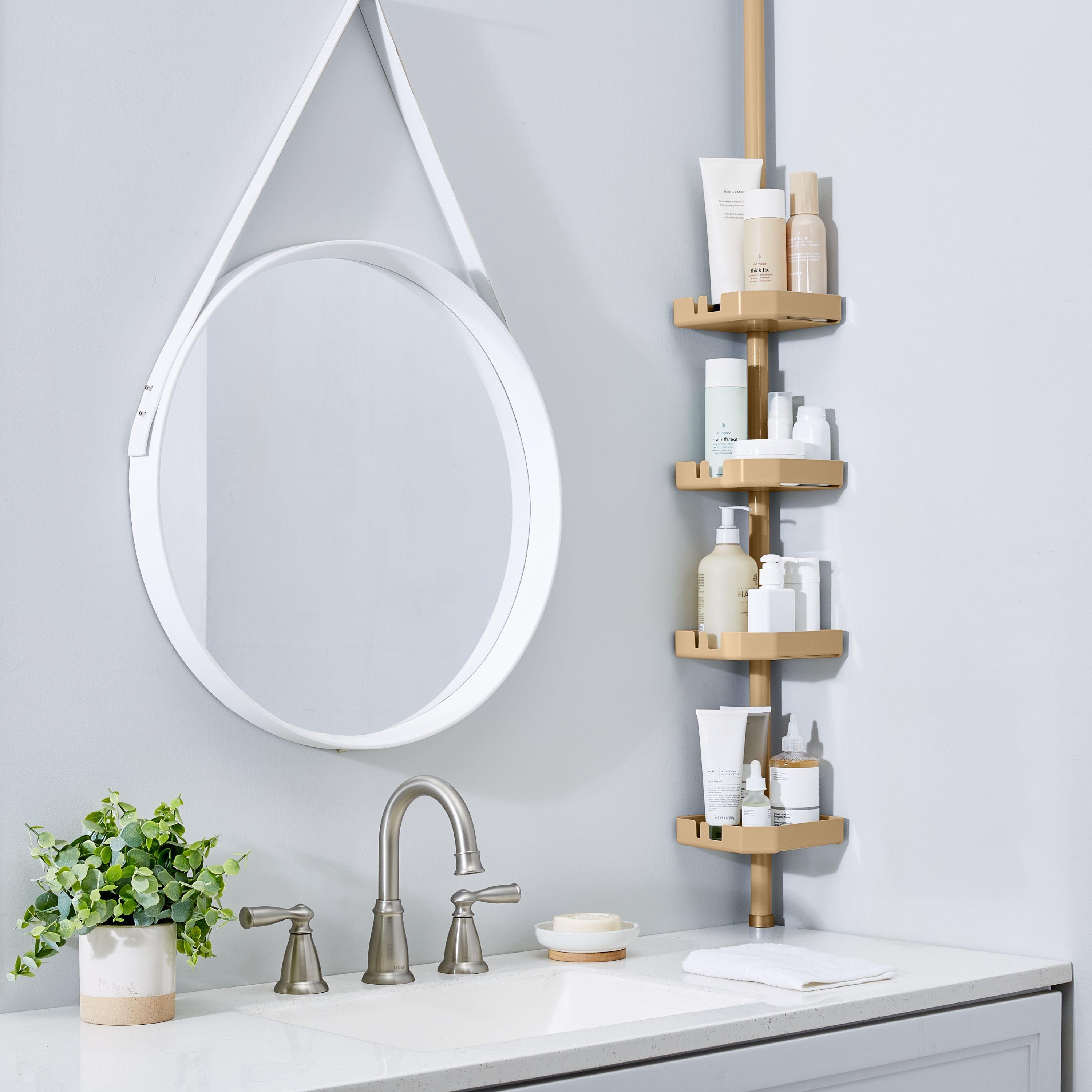 4 Tier Tension Corner Shower Caddy White/Gold - Bath Bliss
