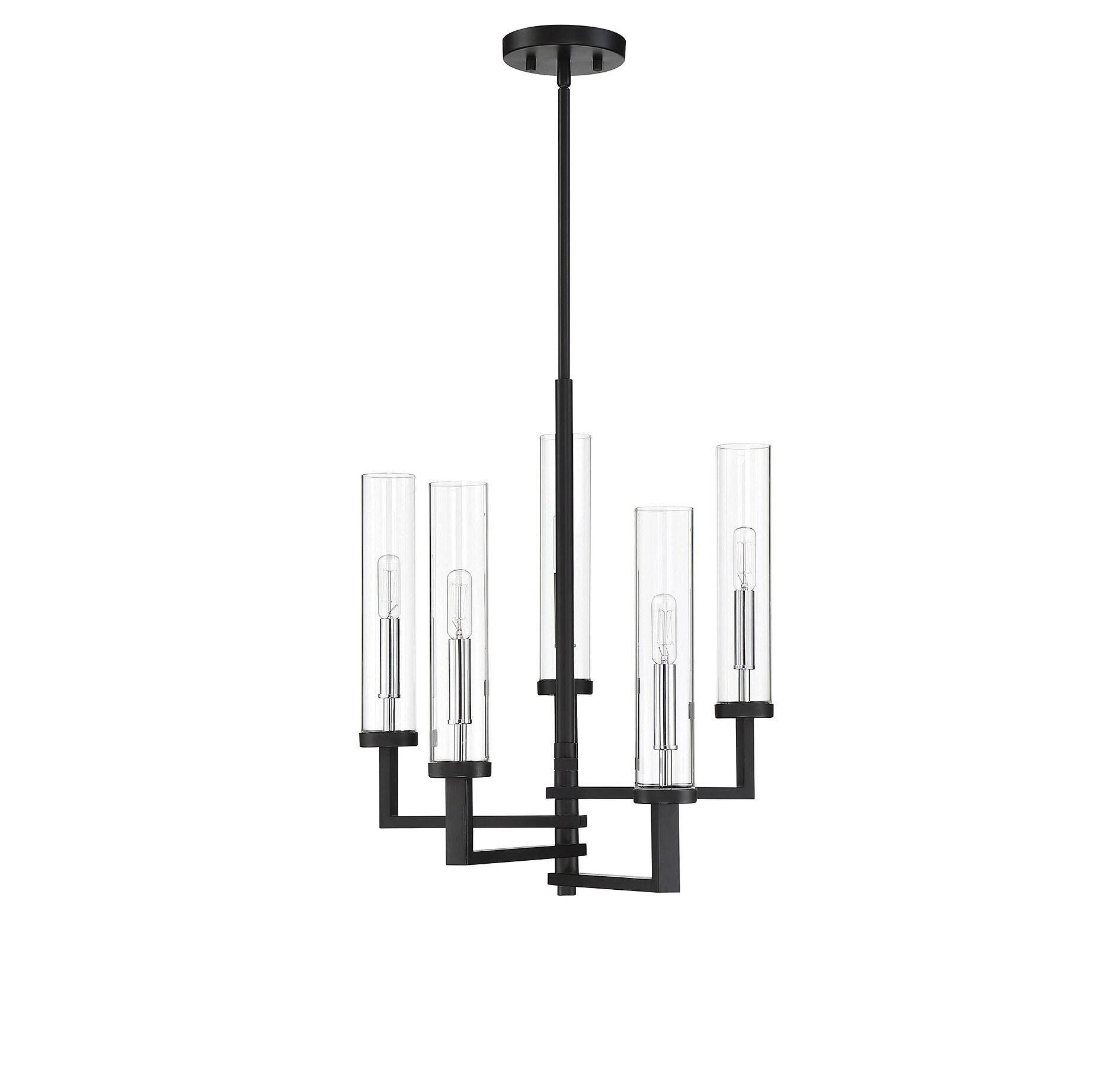 Savoy House Folsom 5 - Light Chandelier in  Matte Black/Polished Chrome
