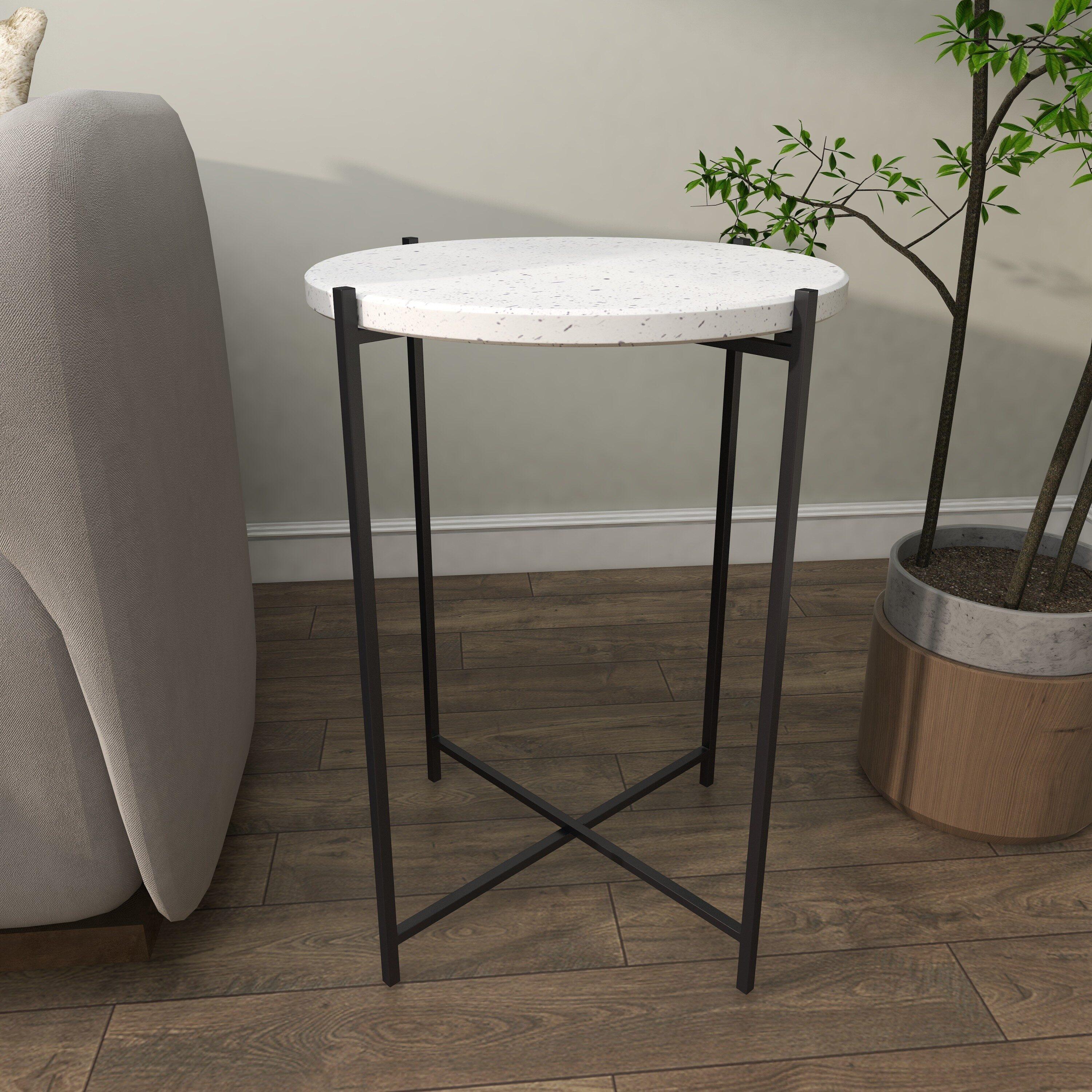 Contemporary Terrazzo Accent Table White - Olivia & May