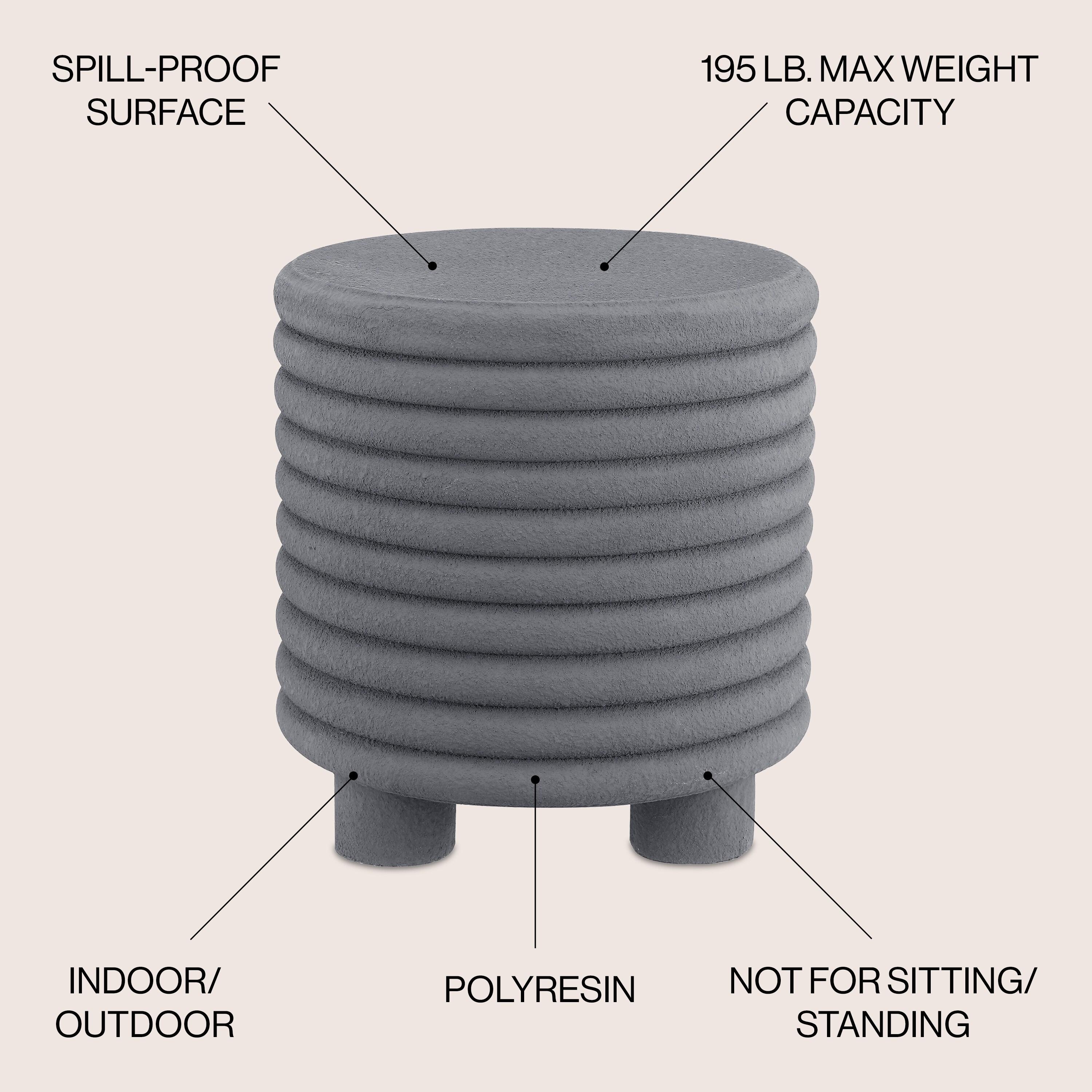 Evans 18" Minimalist Modern 3-Legged Drum Accent Table, Gray Frosted - JONATHAN Y