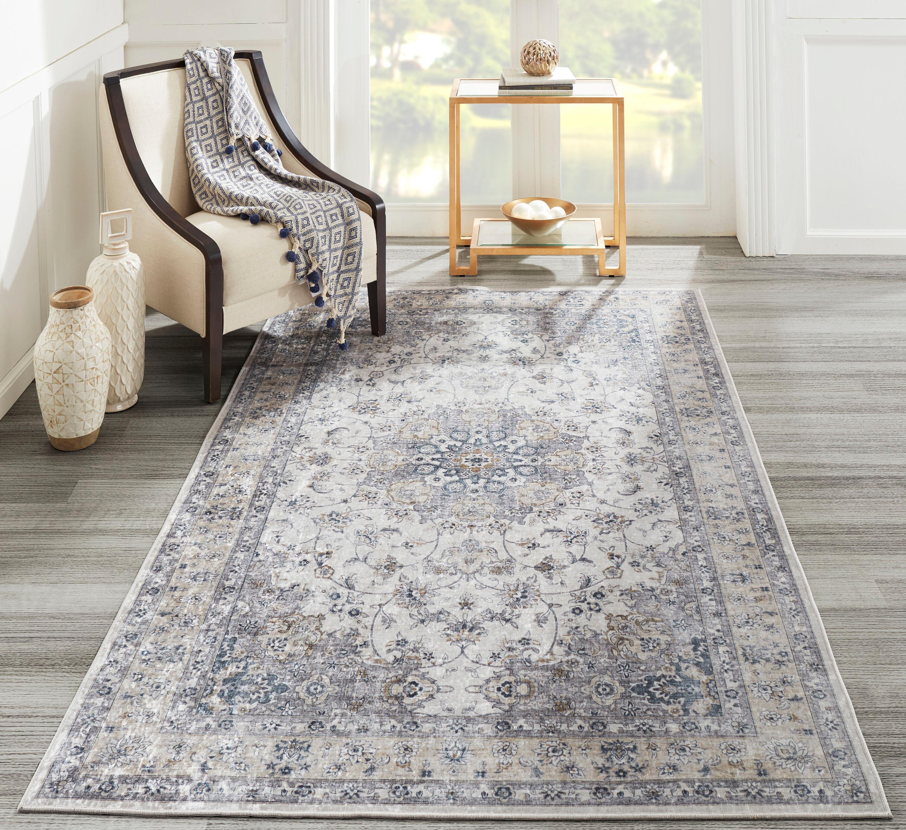 Momeni 2'x3' Karachi Talia Accent Rug Gray: Geometric Bohemian Indoor Area Rug with Rubber Backing