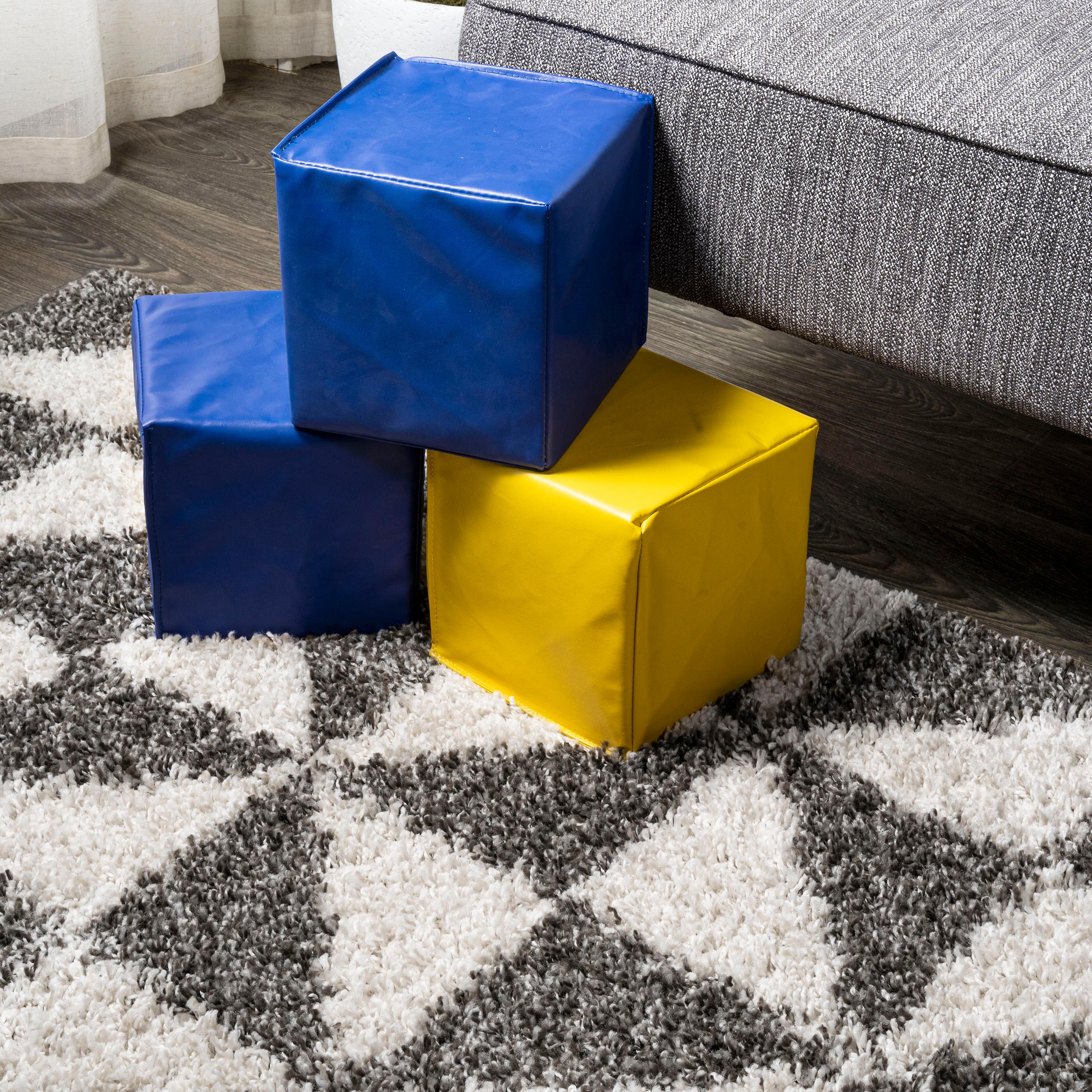 4'x6' Alcudia Geometric Shag Area Rug, Beige/Dark Gray - JONATHAN Y