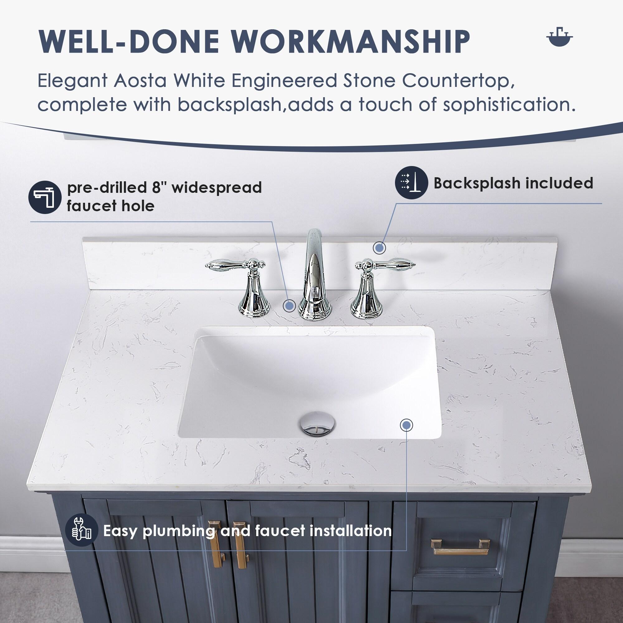 Isla 30" Marble Countertop Single Vanity w/o Mirror - Classic Blue
