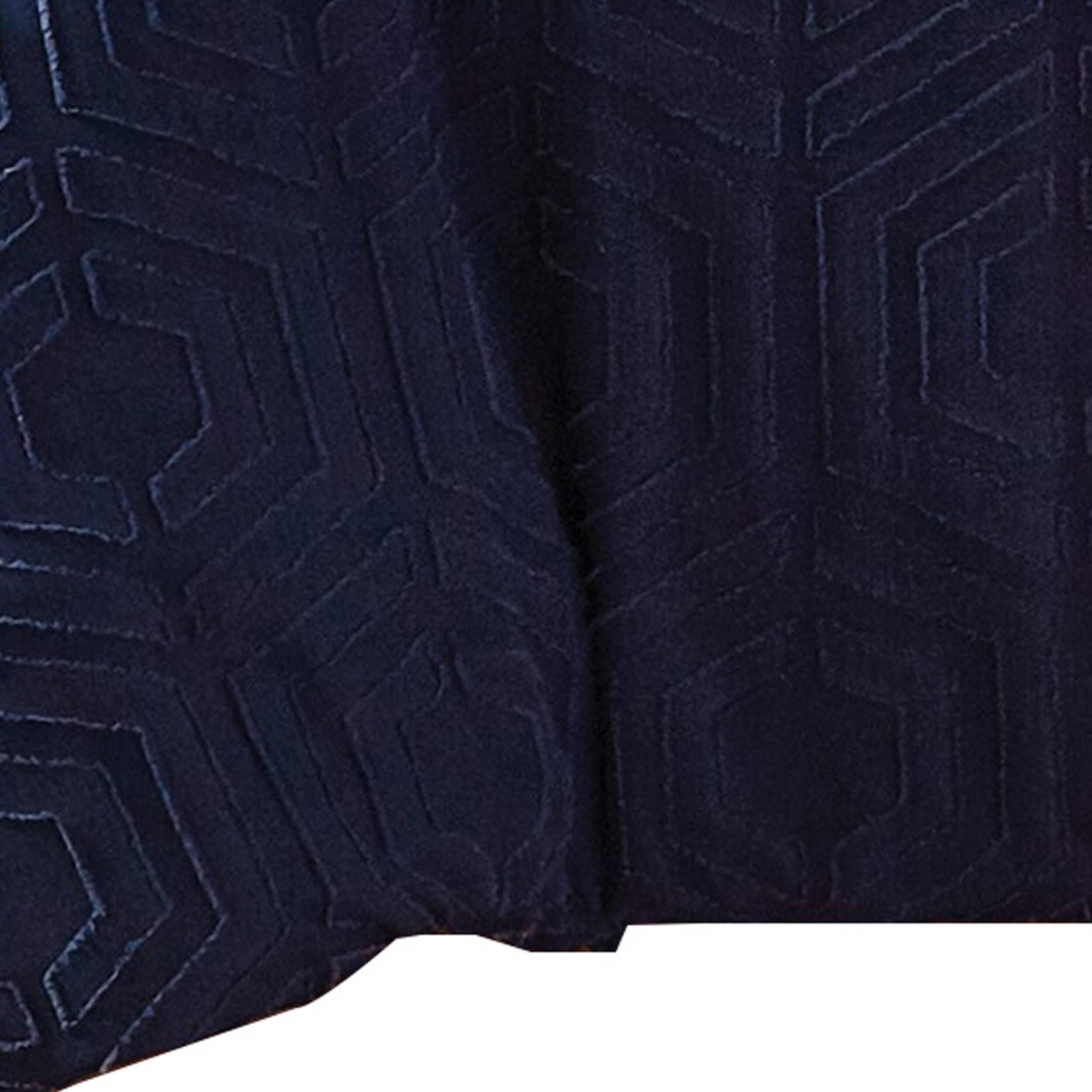 Jose 3 Piece Queen Size Comforter Set - Matching Shams - Jacquard Navy Blue