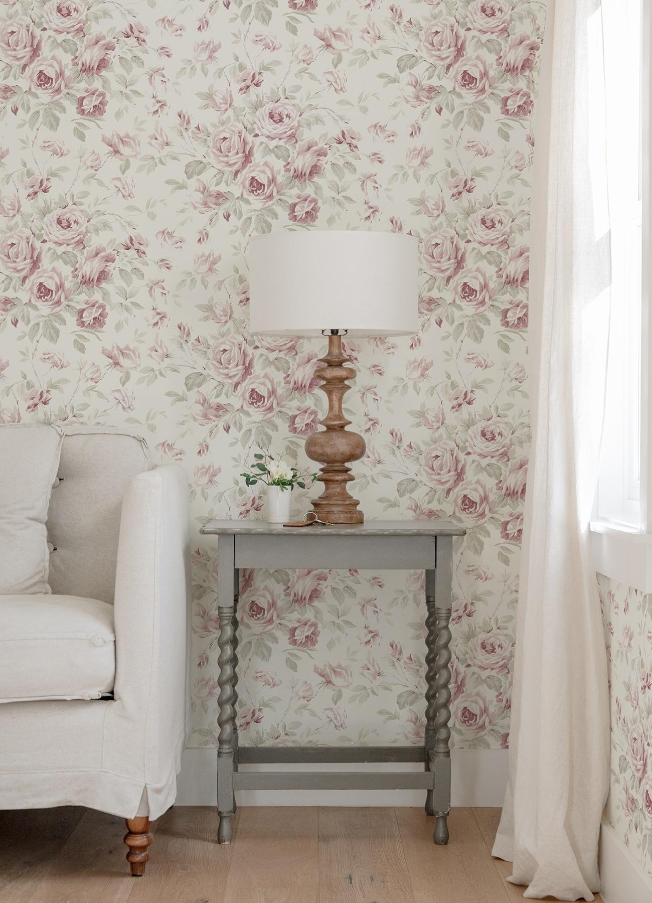 Chesapeake Manon Pink Rose Stitch Wallpaper