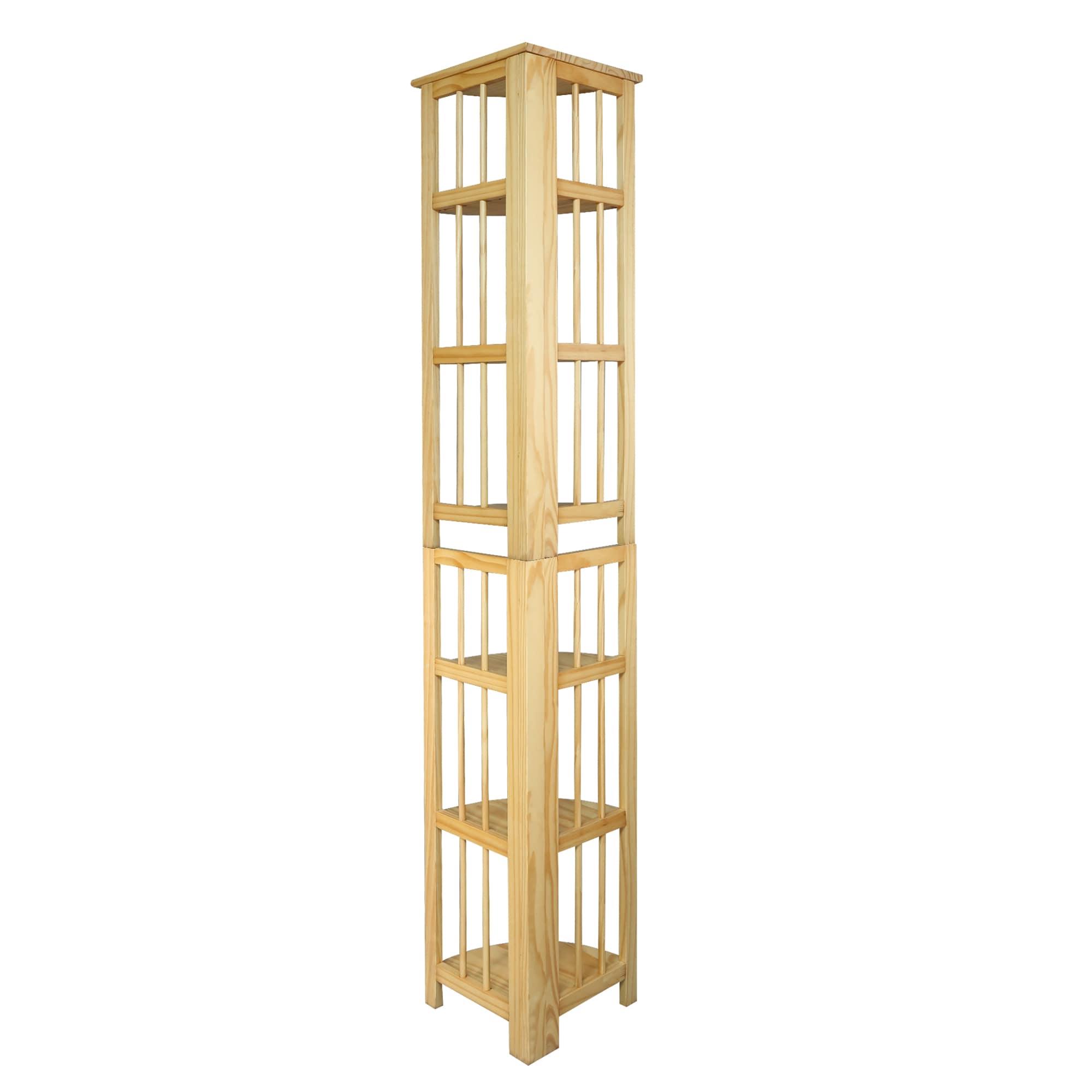 Casual Home 4-Shelf Corner Folding Bookcase-Color:Natural