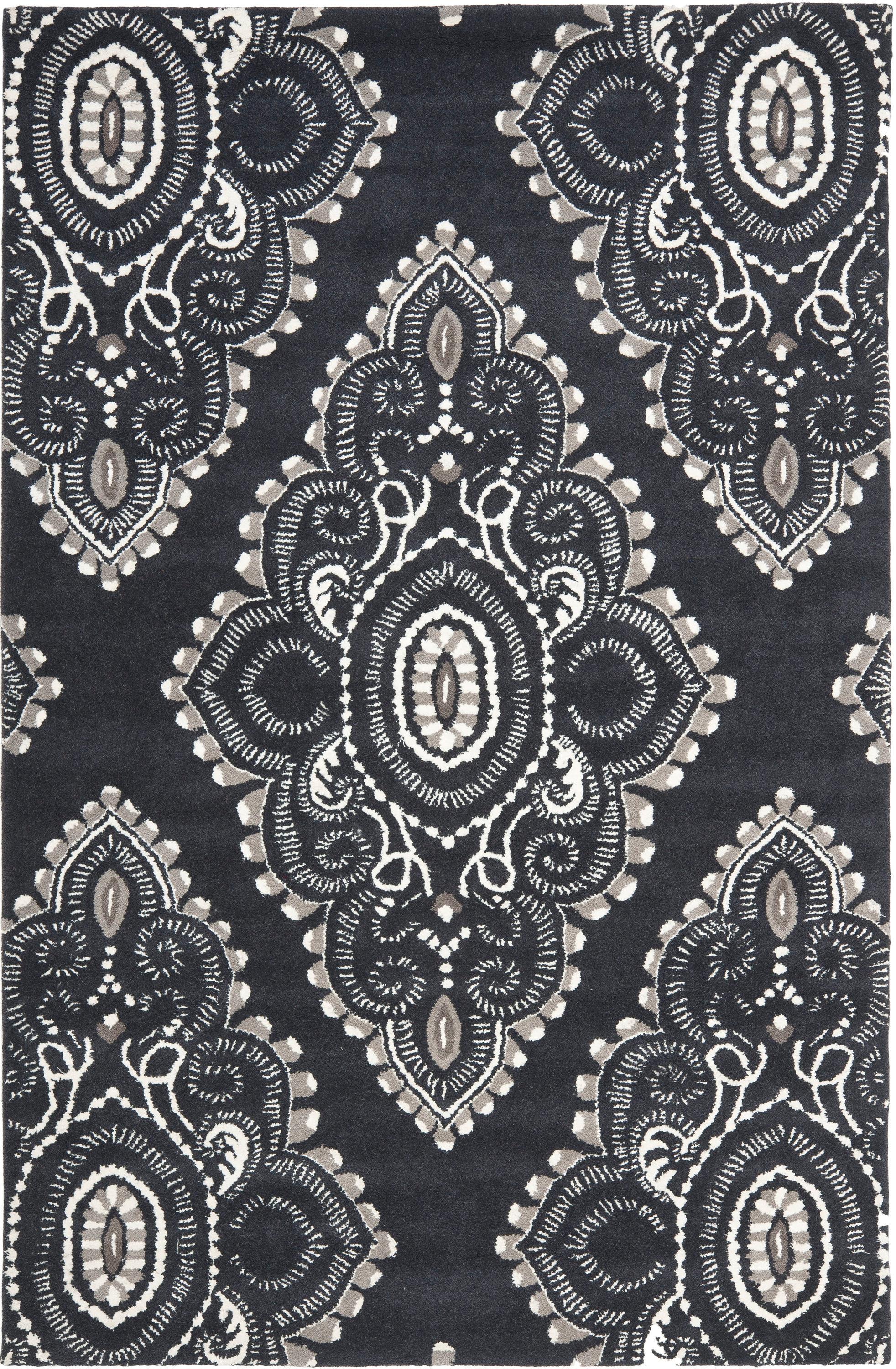 Wyndham WYD372 Hand Tufted Area Rug - Dark Grey/Ivory - 4'x6' - Safavieh.