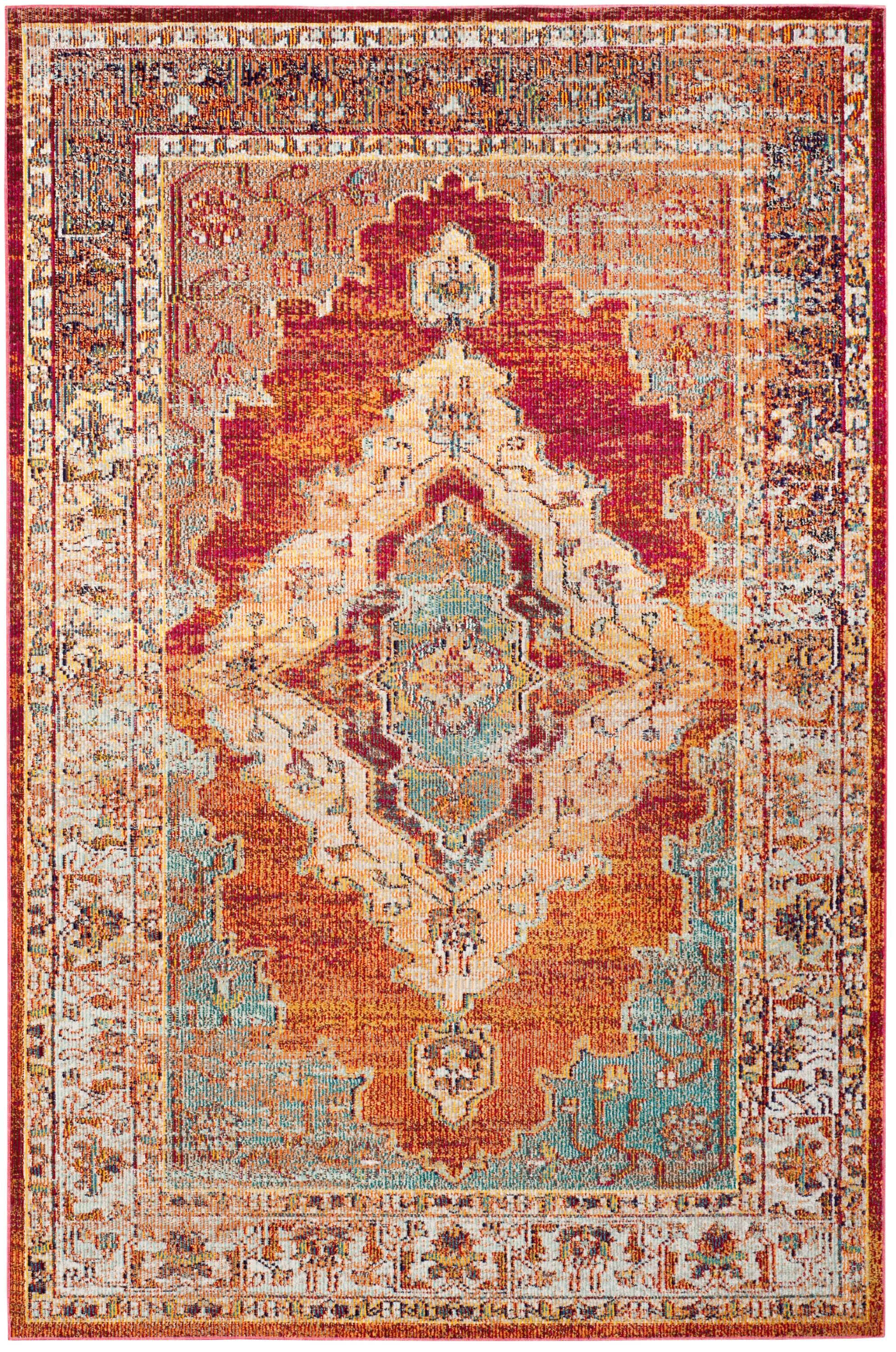Crystal CRS500 Power Loomed Area Rug - Orange/Light Blue - 5'x8' - Safavieh.