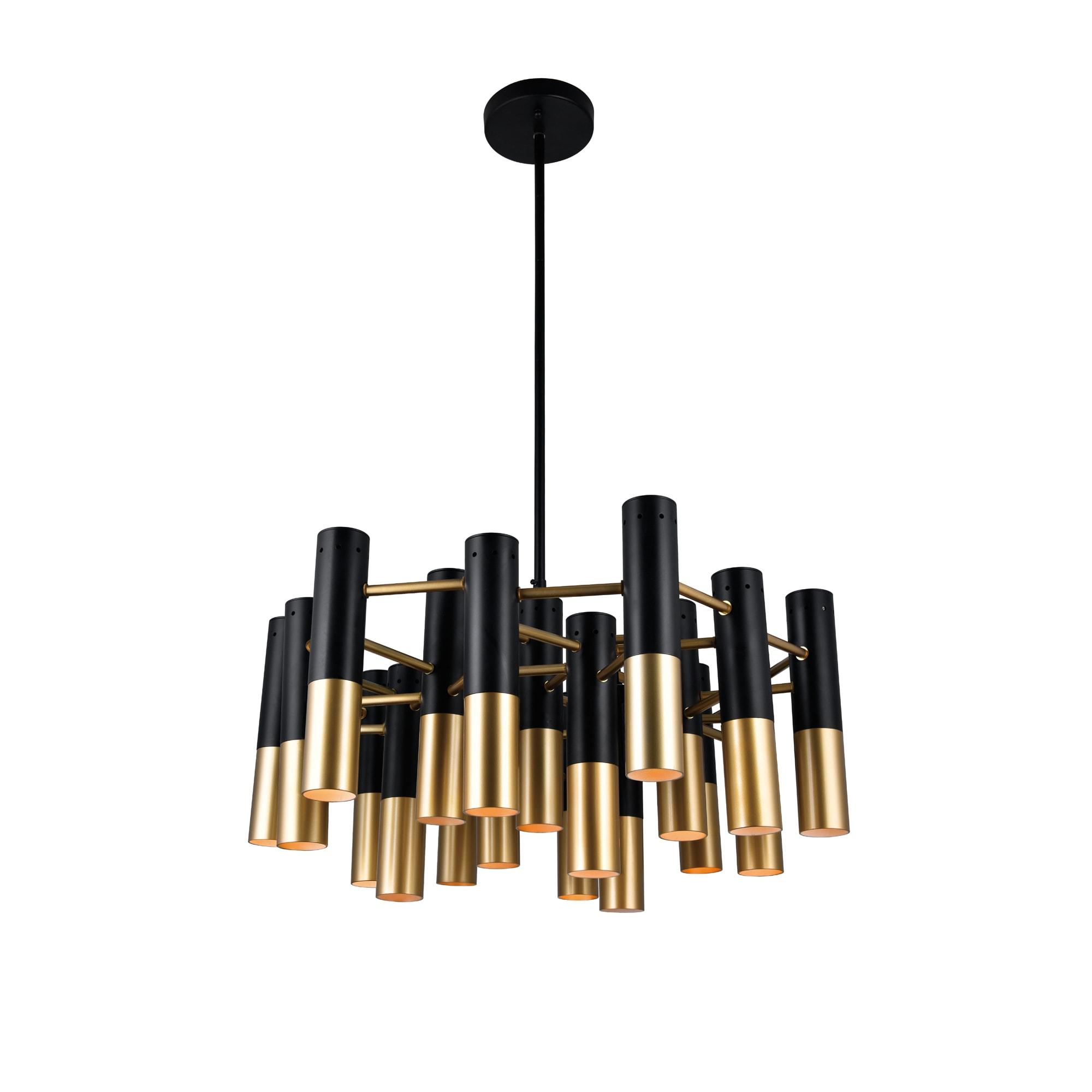 CWI Lighting Anem 19 Light Down Transitional Metal Chandelier in Black/Gold