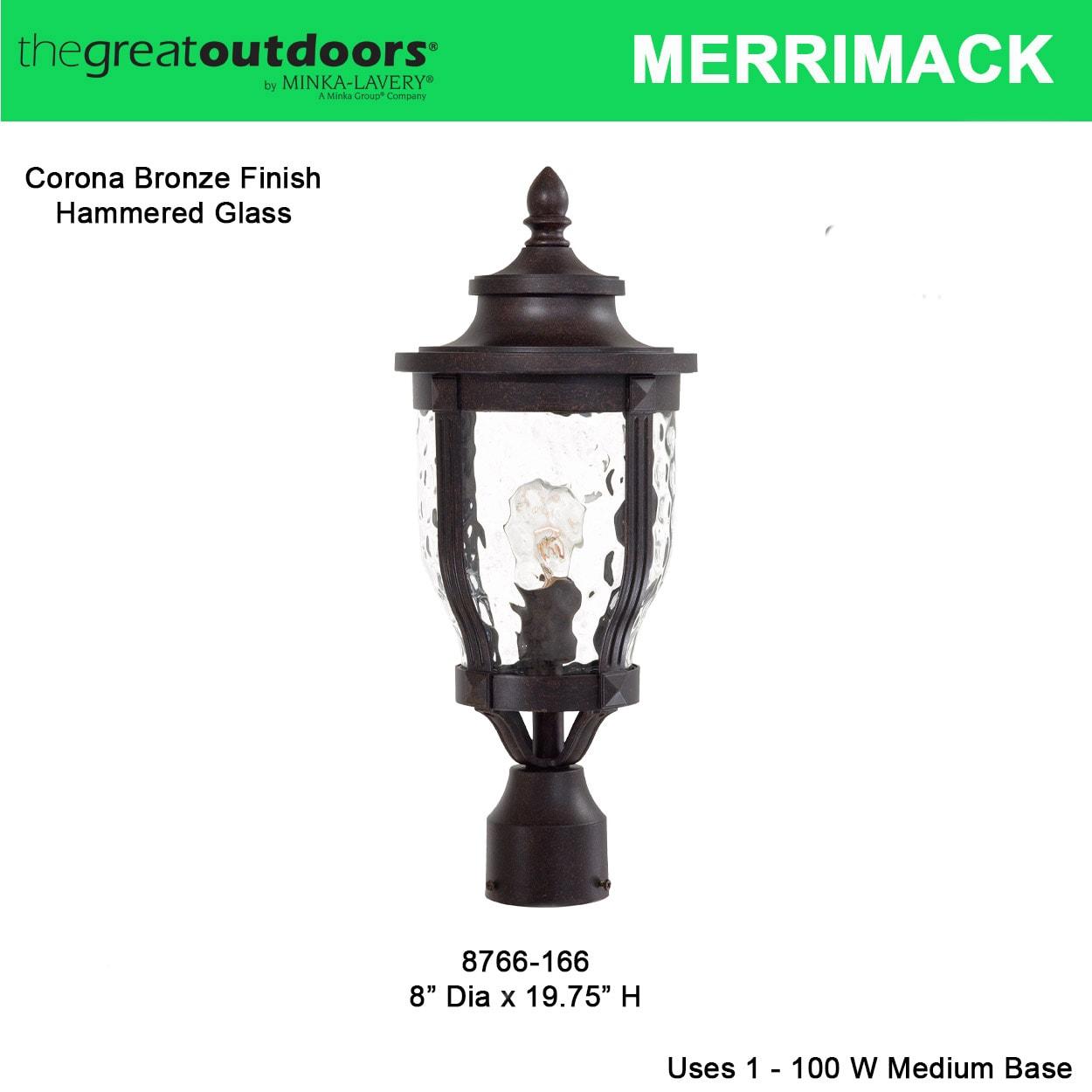 Minka Lavery Vintage Outdoor Post Light Fixture Corona Bronze 19 1/4" Clear Hammered Glass for Exterior Barn Deck Porch Yard Patio