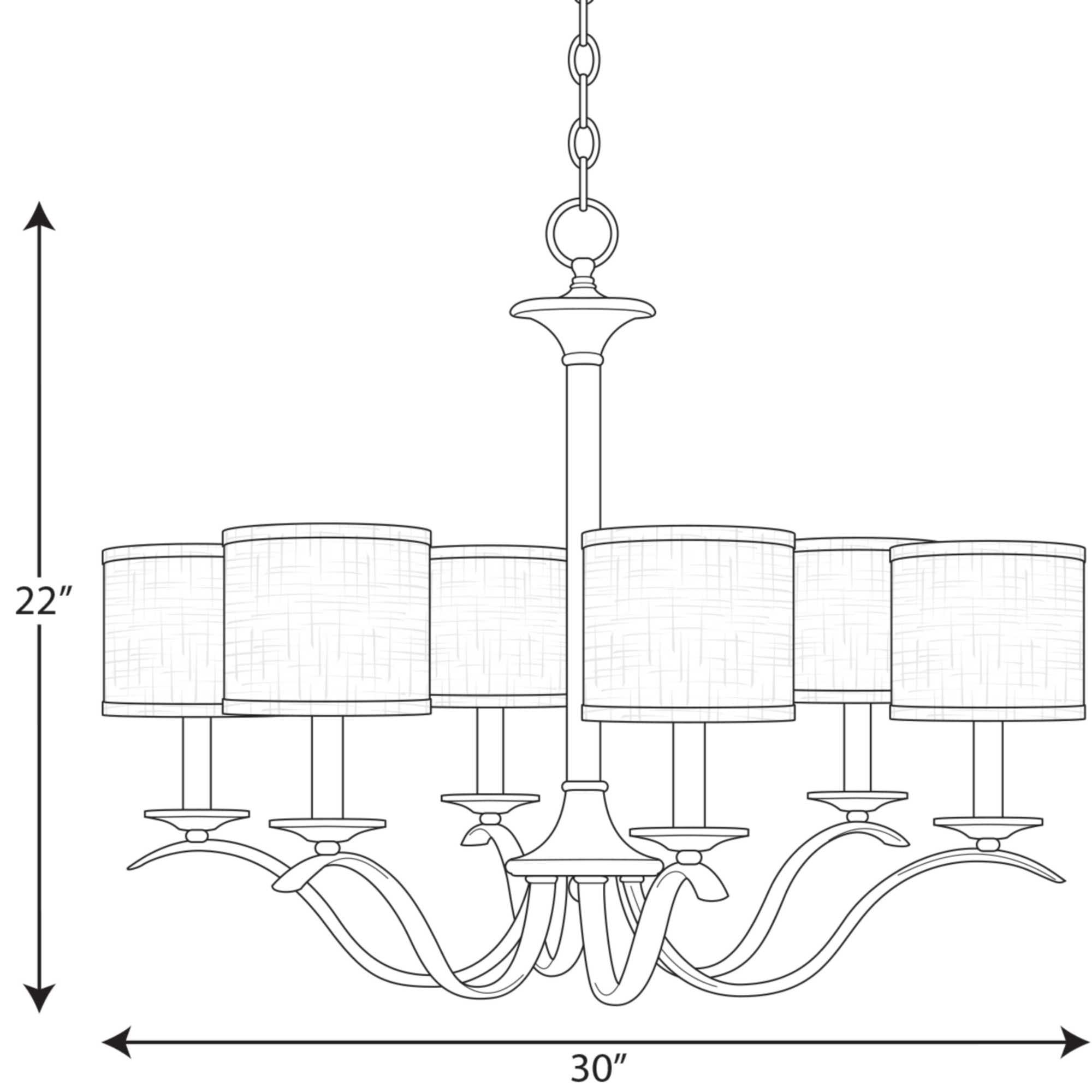 Progress Lighting, Inspire Collection, 6-Light Chandelier, Antique Bronze, Off-White Linen Shades