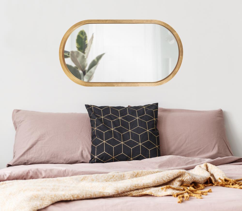 20" x 30" Travis Oval Wall Mirror Gold - Kate & Laurel: Modern Bathroom Vanity Decor