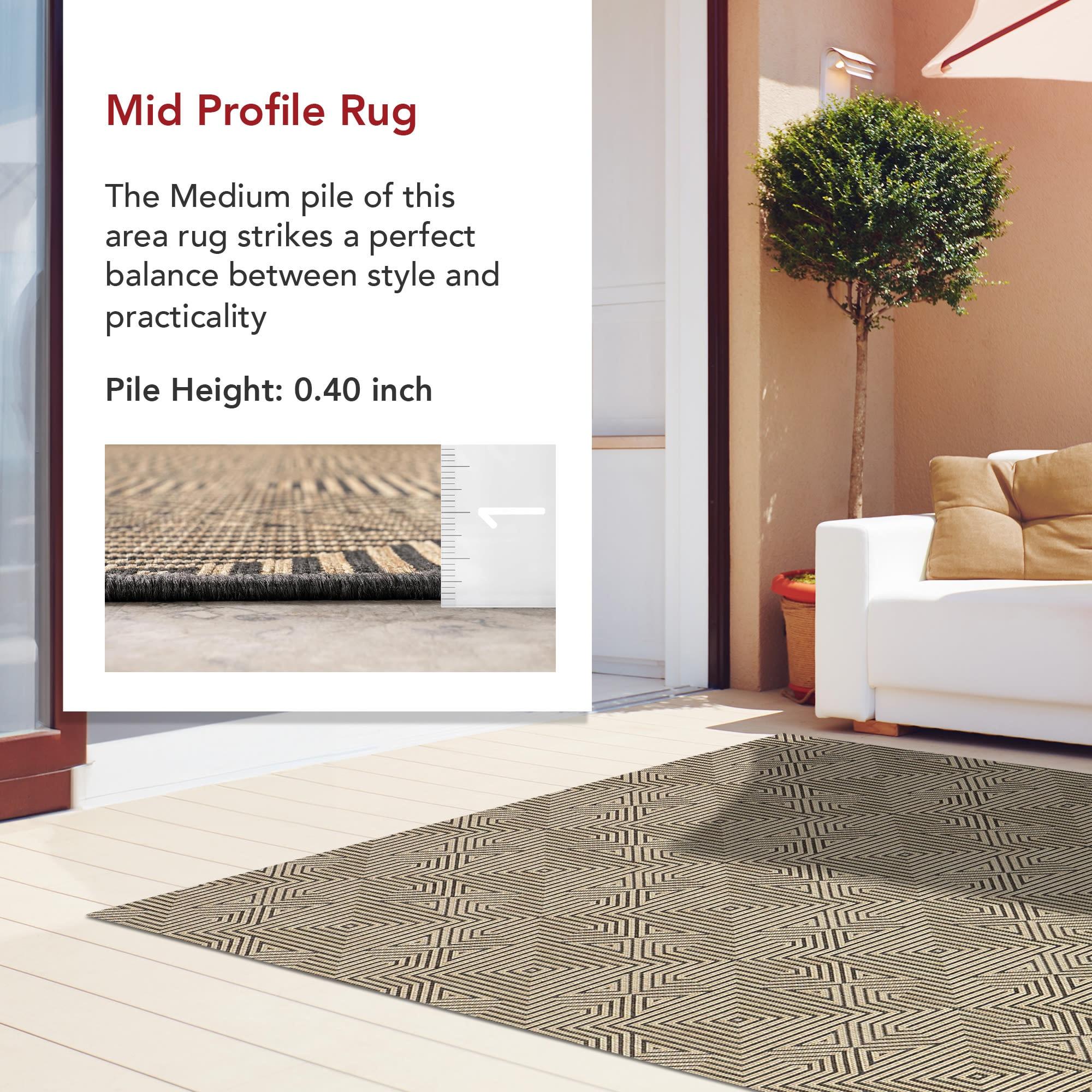 Nuloom Kelsey Geometric 7x9 Indoor/Outdoor Area Rug for Living Room Patio Deck Front Porch Kitchen, Charcoal/Brown