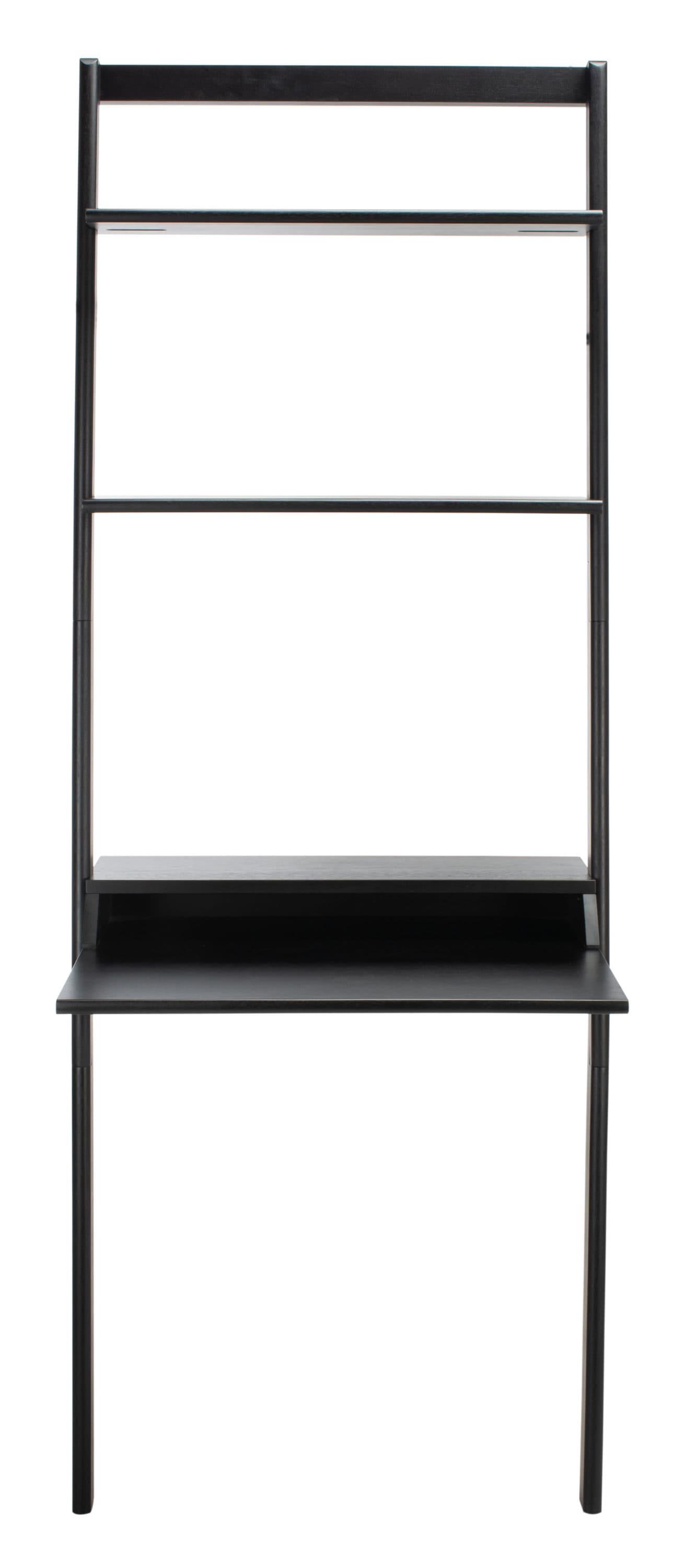 SAFAVIEH Pamella Rustic Retro 2 Shelf Leaning Desk, Black