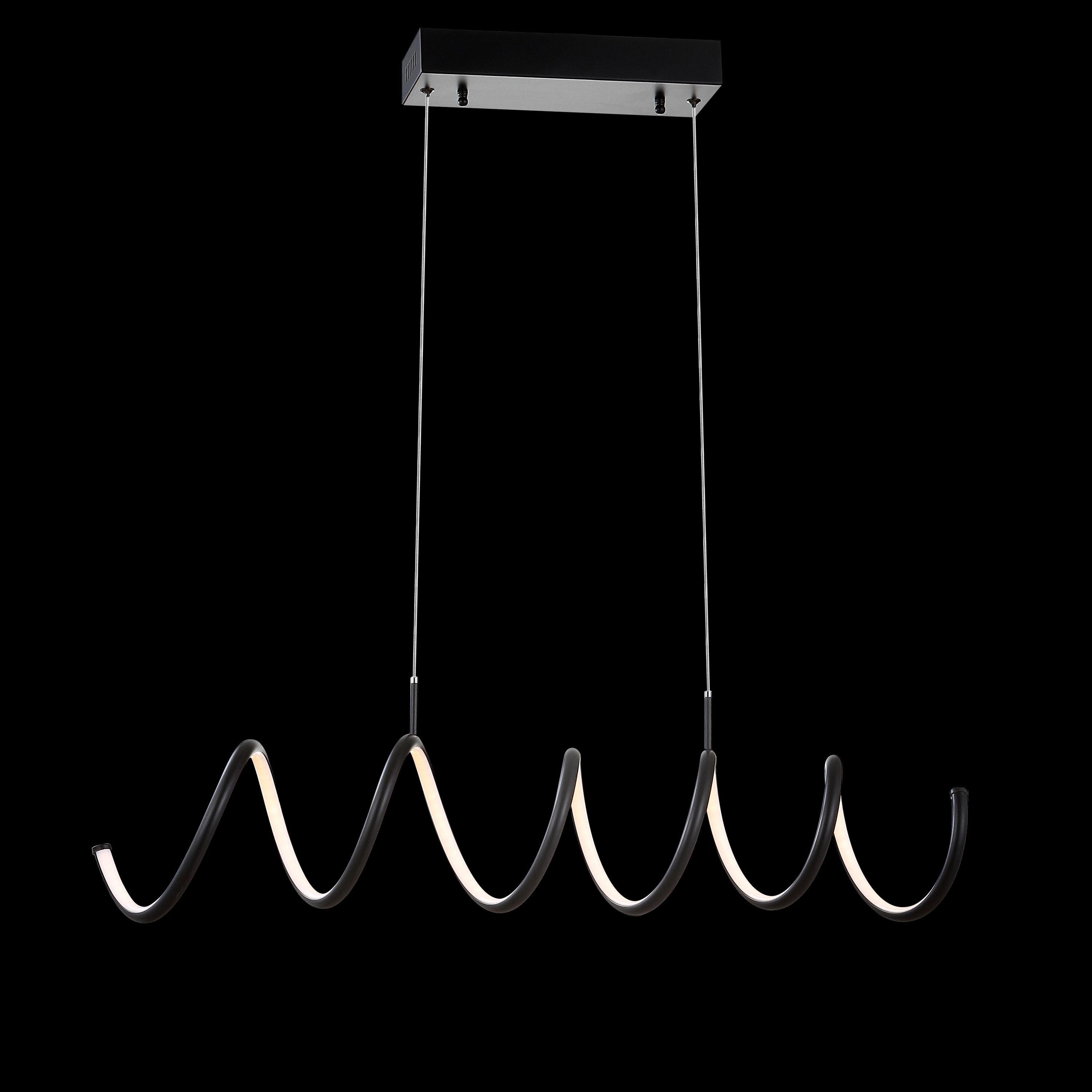 Ali 31" Dimmable Adjustable Integrated LED Metal Linear Pendant, Black