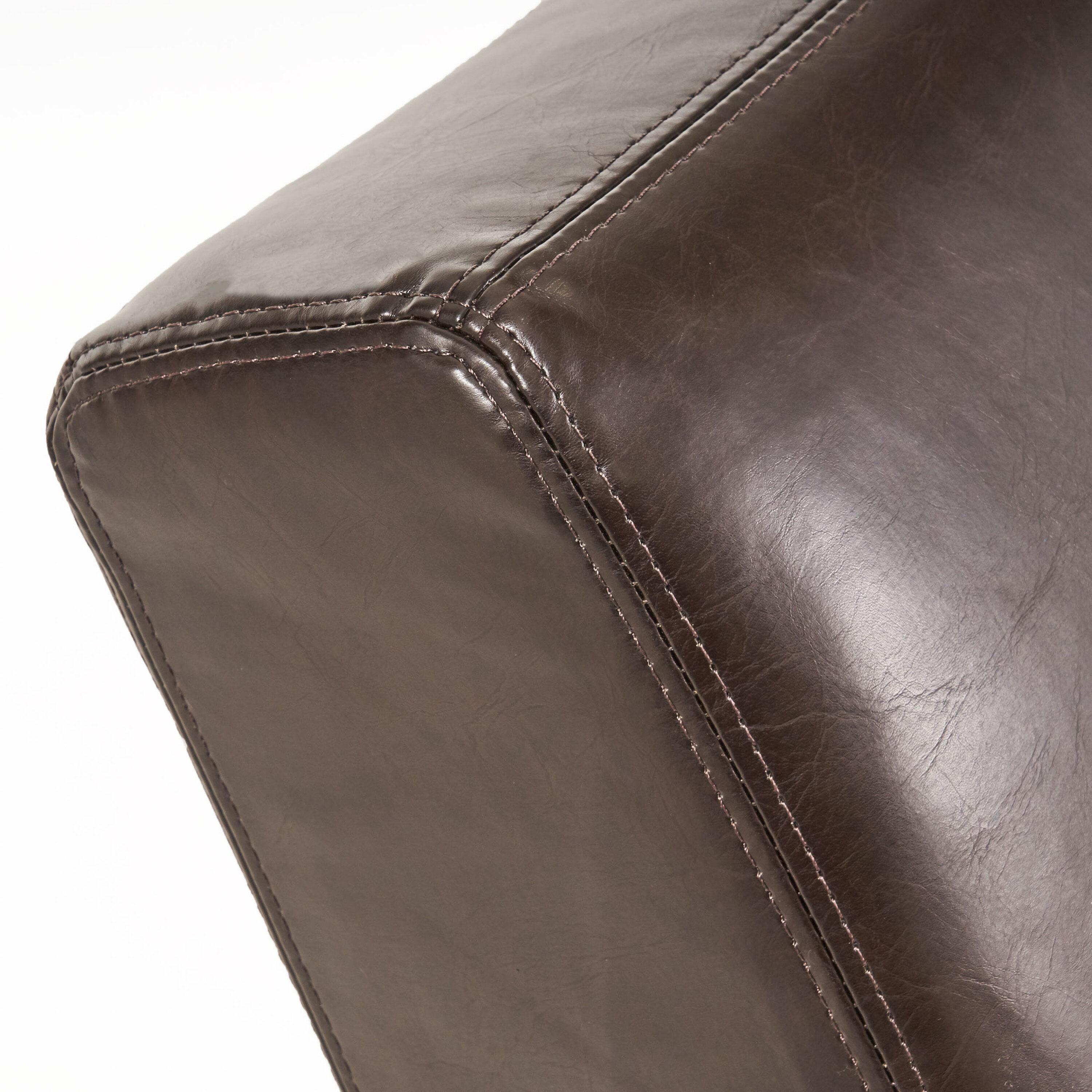 Finlay Leather Chaise Lounge Brown - Christopher Knight Home: Curved Comfort for Living Room