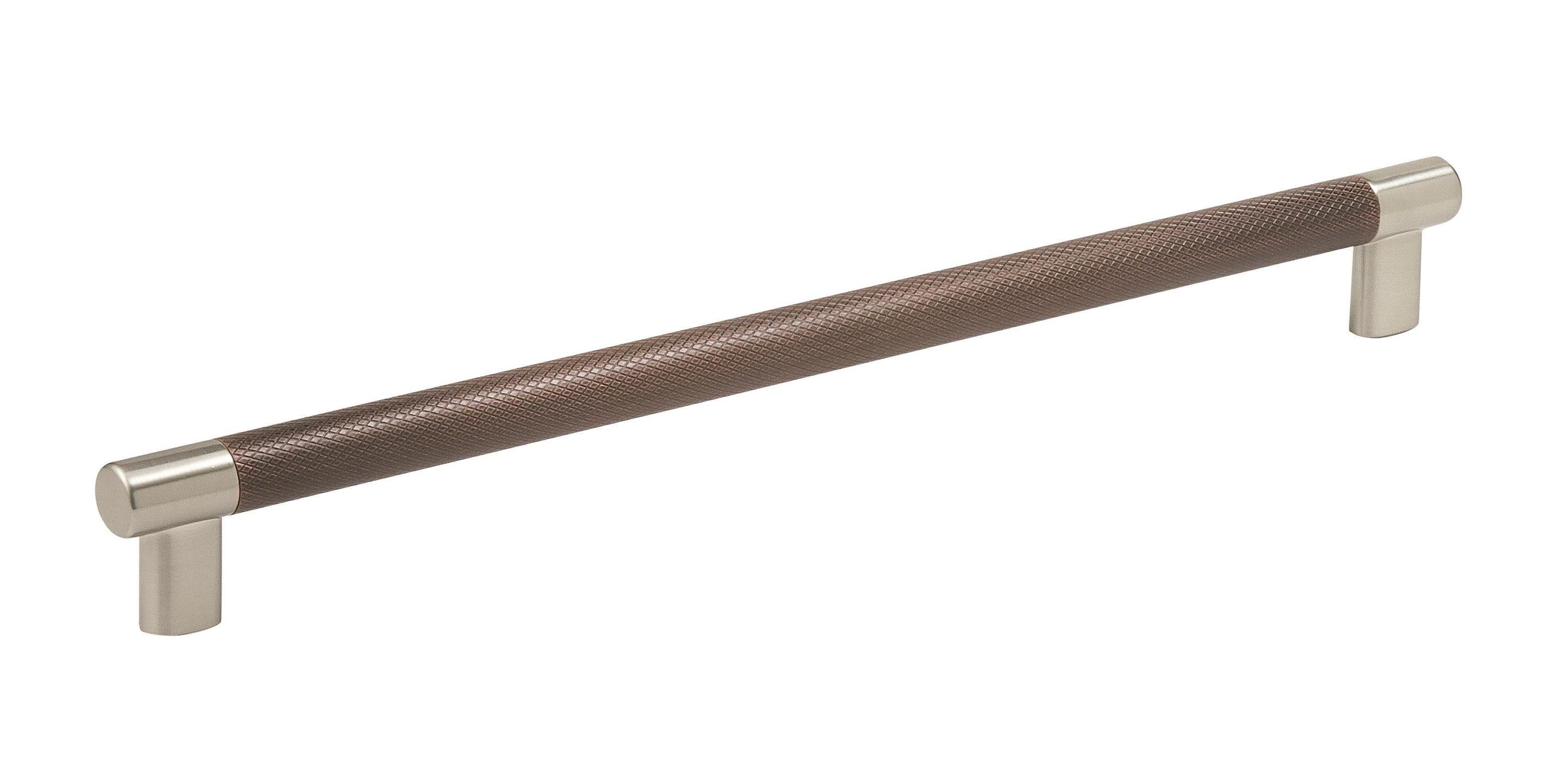 Amerock Esquire 12-5/8 inch (320mm) Center-to-Center Satin Nickel/Oil-Rubbed Bronze Cabinet Pull