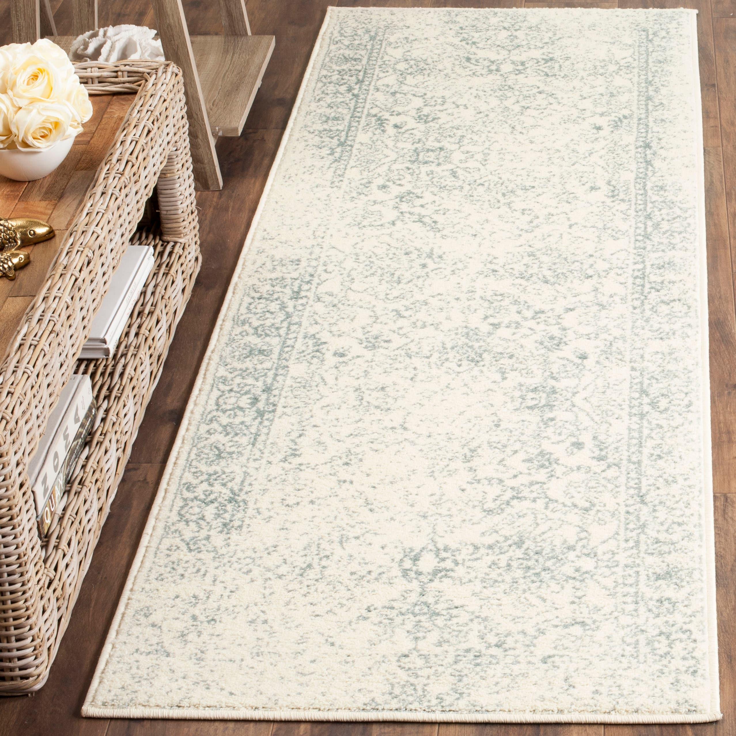 Adirondack ADR109 Machine Made Indoor Runner - Ivory/Slate - 2'-6"x12' - Safavieh
