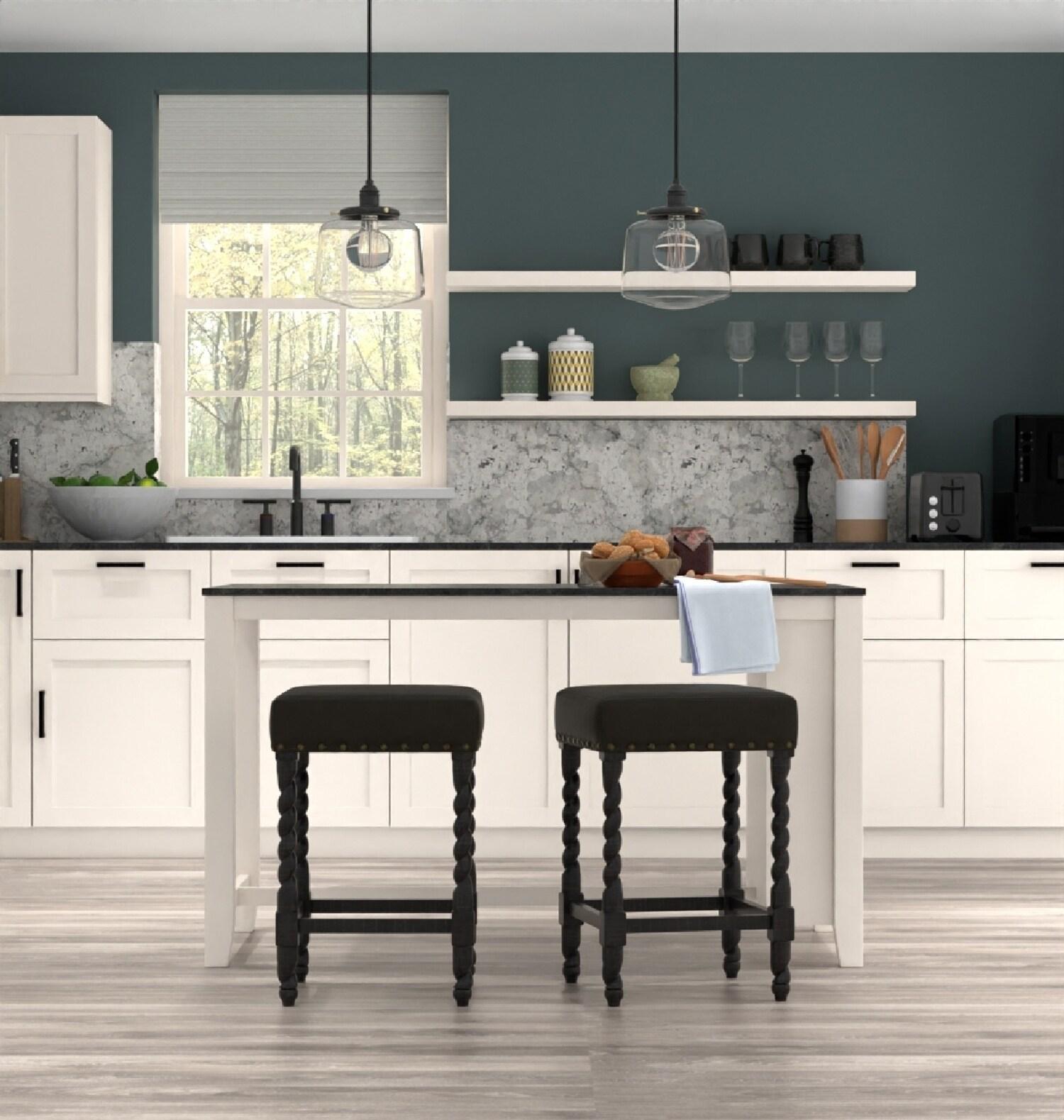 Carolina Living 24" Cadmus Counter Height Barstool Espresso and Table: Upholstered Vinyl, MDF Legs, Foam Fill