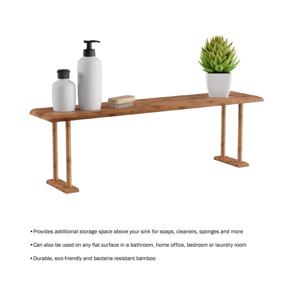 Hastings Home Bamboo Sink Shelf or Countertop Organizer for Kitchen, Bathroom, Bedroom, or Office