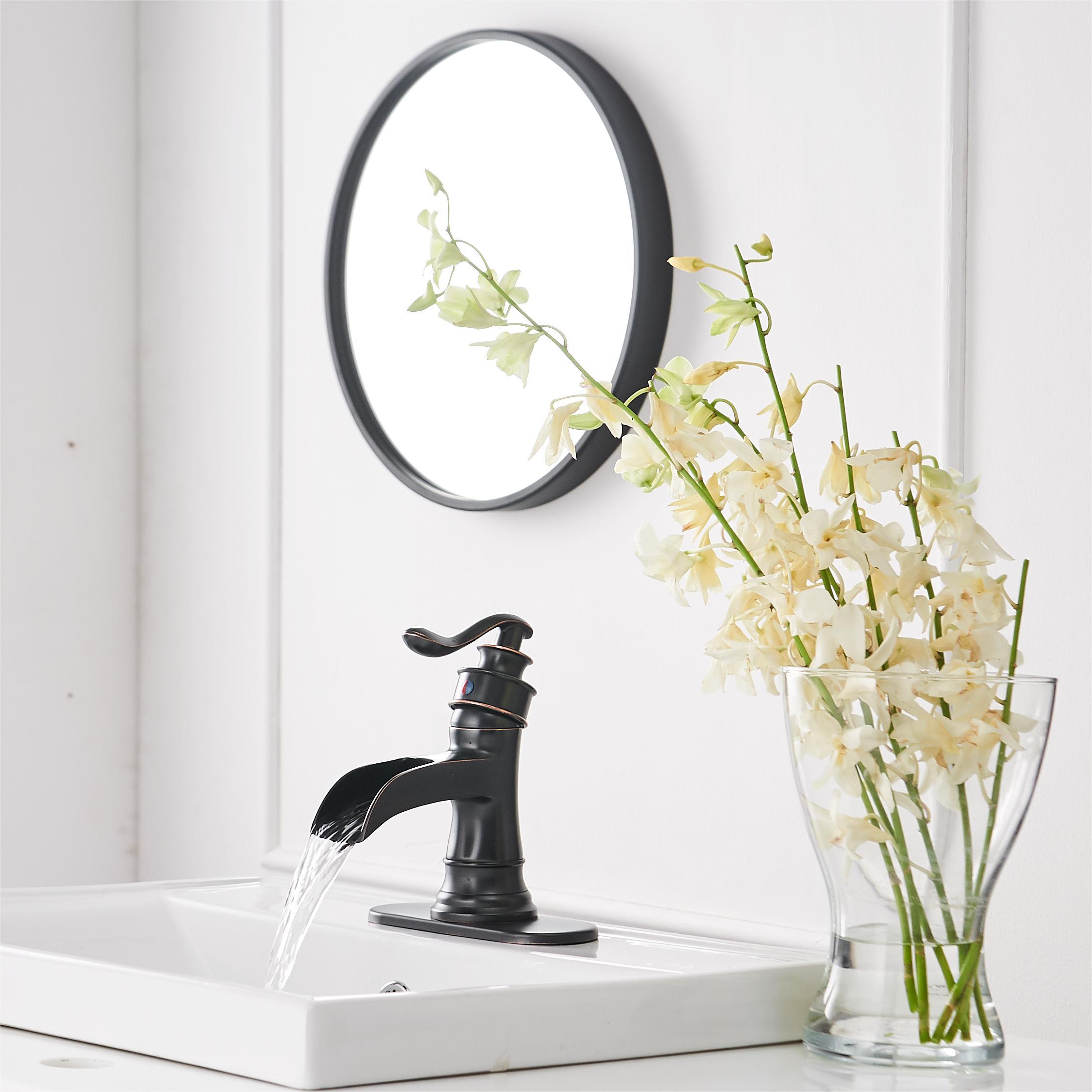 BWE Waterfall Single Hole Single-Handle Low-Arc Bathroom Faucet With Pop-up Drain Assembly