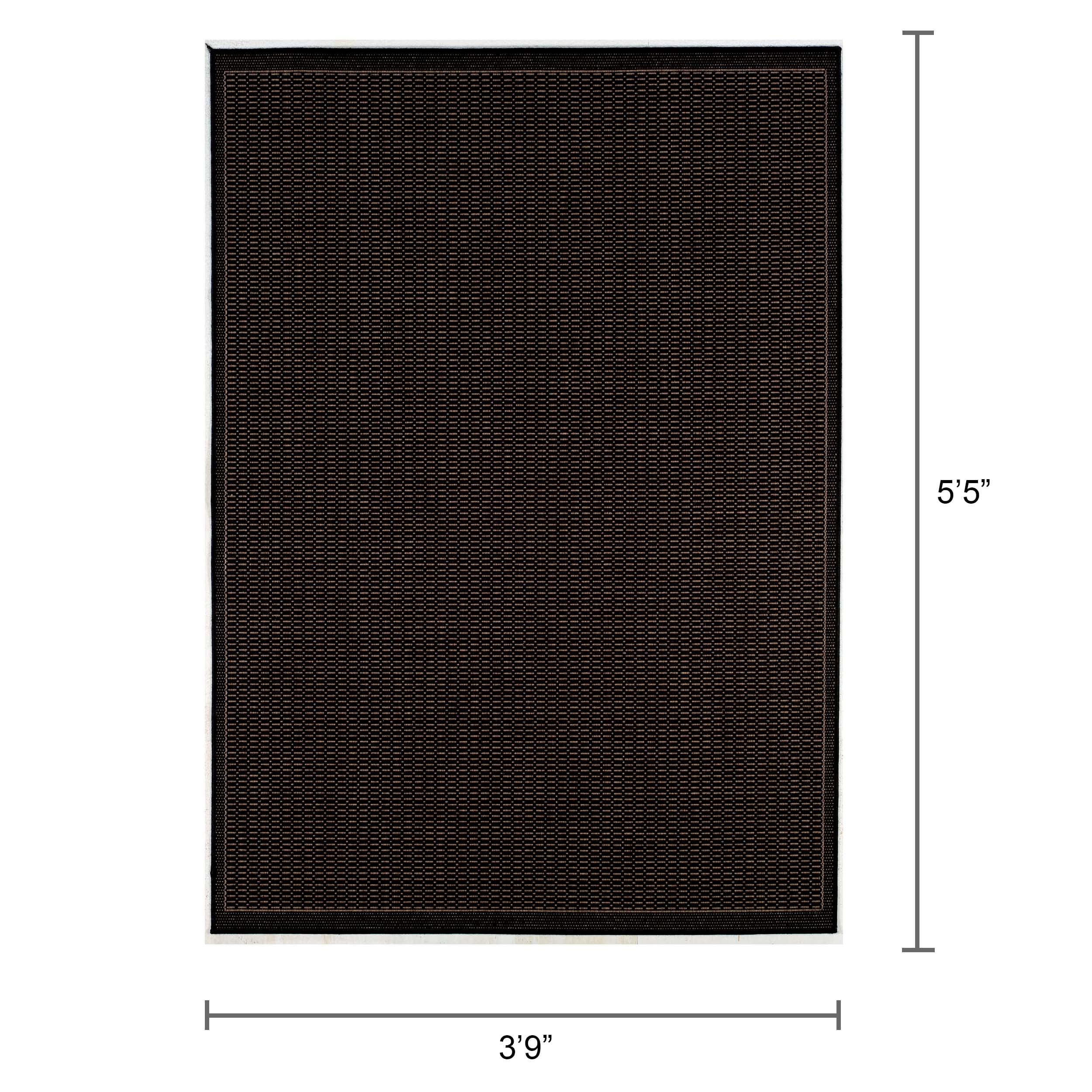 Couristan Recife Saddle Stitch Indoor /Outdoor Area Rug, Black- Cocoa, 3'9" x 5'5"