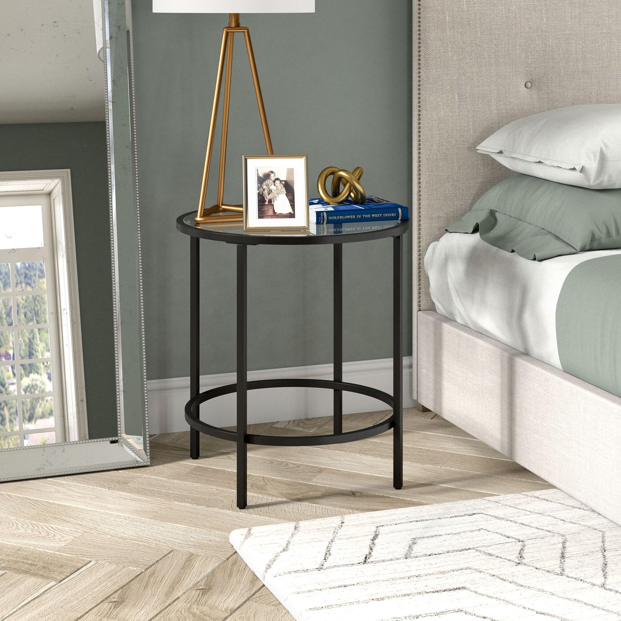 Evelyn&Zoe Sivil 20" Wide Round Side Table in Blackened Bronze