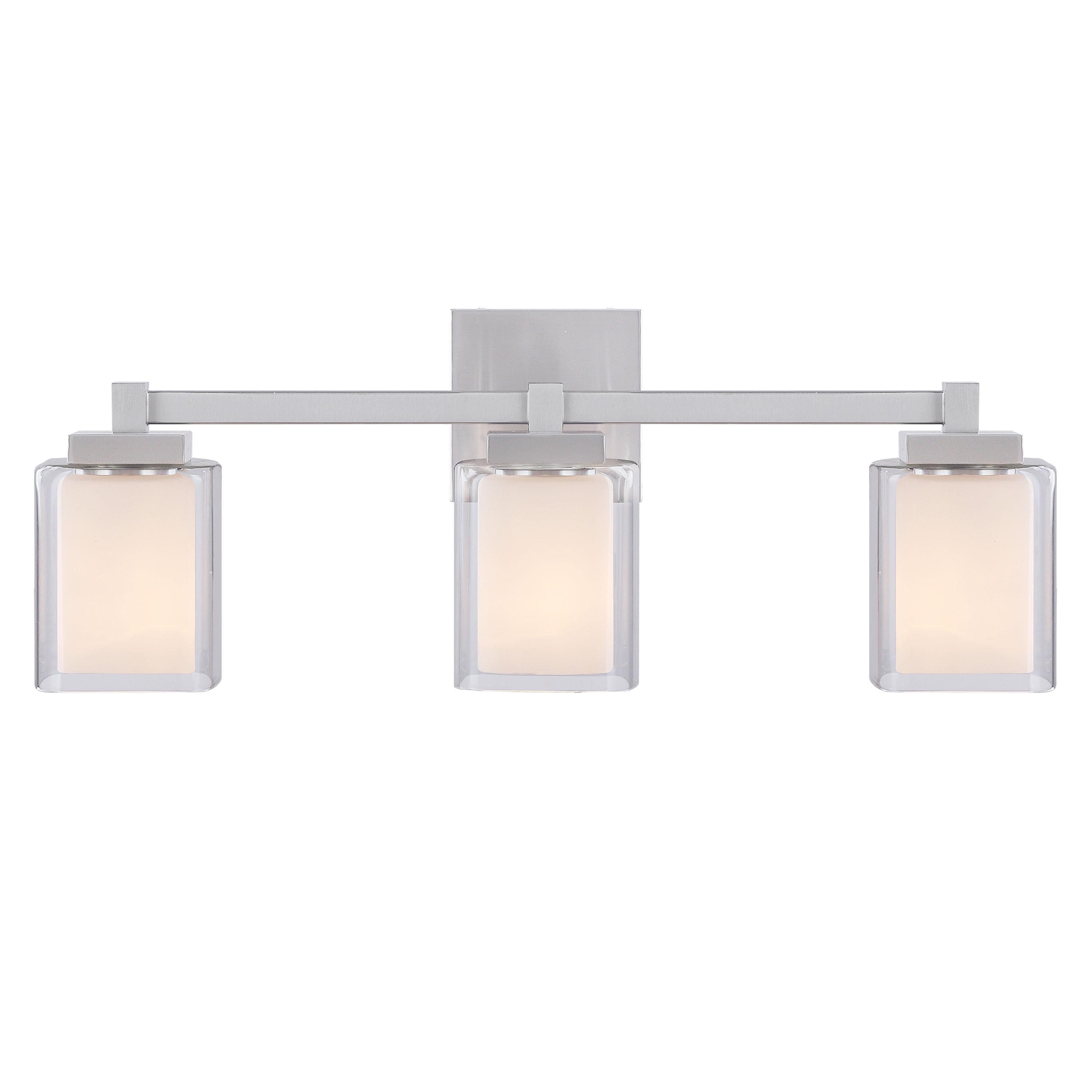 Aspen Creative 62327, Bathroom Vanity 3 Lights Fixture 24"W x 9"H x 5-3/4"E. Satin Nickel Finish, Bulb Not Included