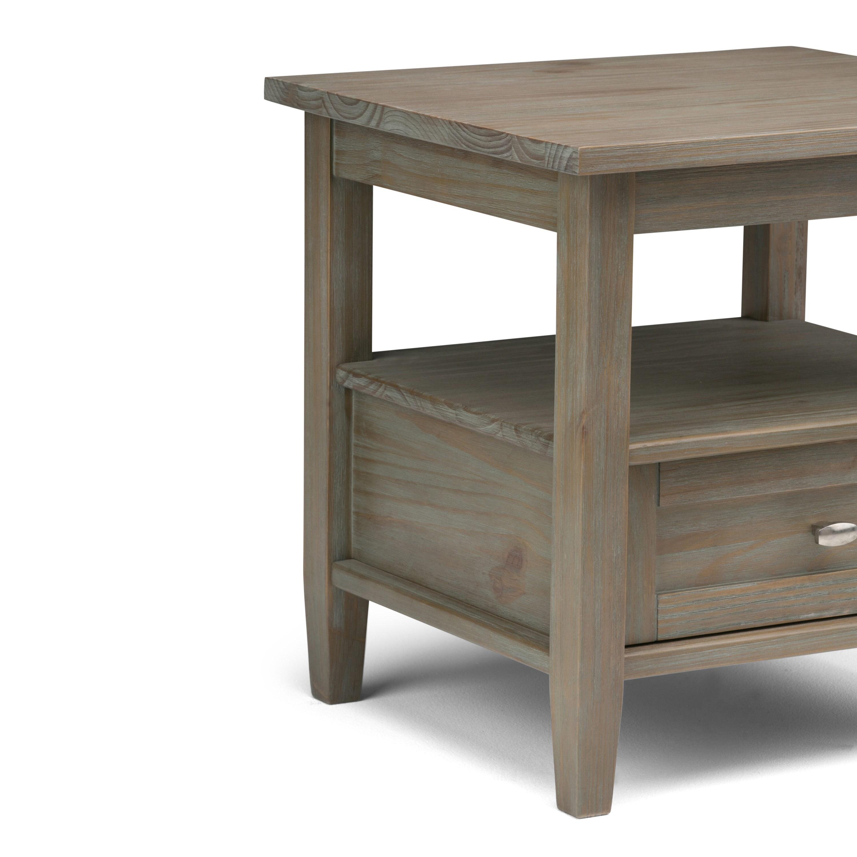 Warm Solid Wood End Table with Storage