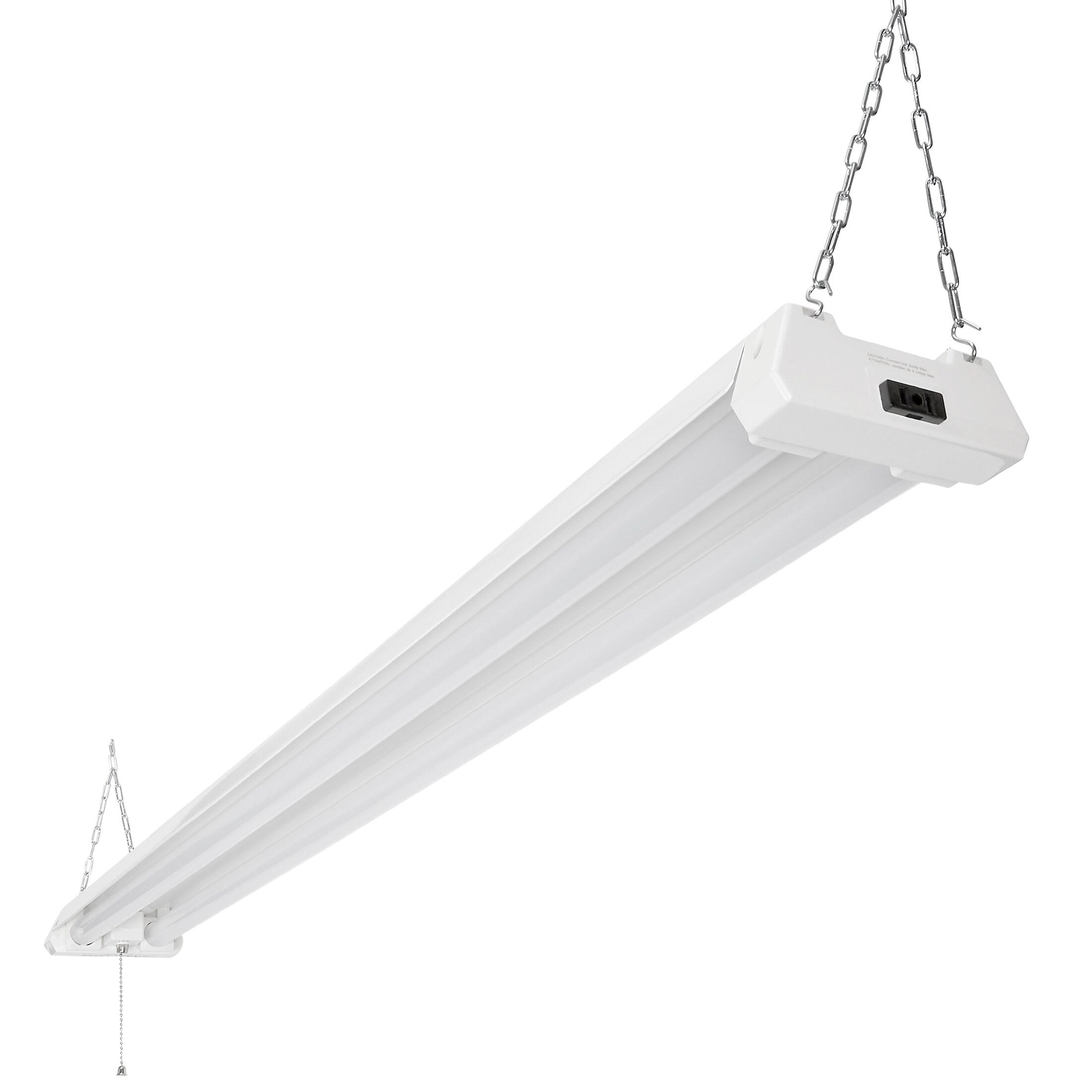 Maxxima 4 ft. Utility LED Shop Light Fixture - 40 Watt, Linkable, Clear Lens 5000K Daylight 4800 Lumens, Plug in, Pull Chain, Ideal for Garage and Workshop Lighting, Energy Star