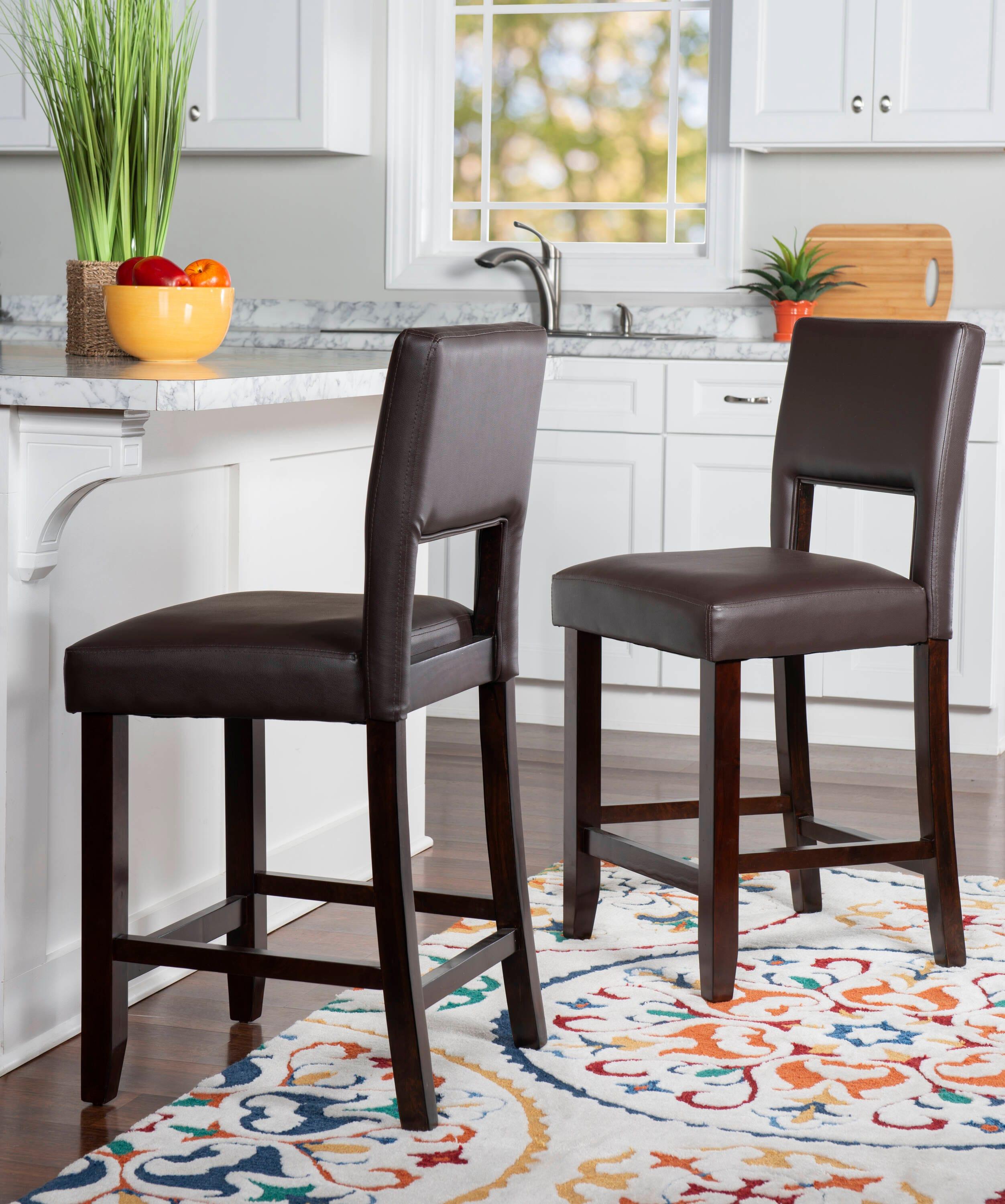 24" Vega Padded Counter Height Barstool with Ergonomic Footrest & Espresso Finish - Linon