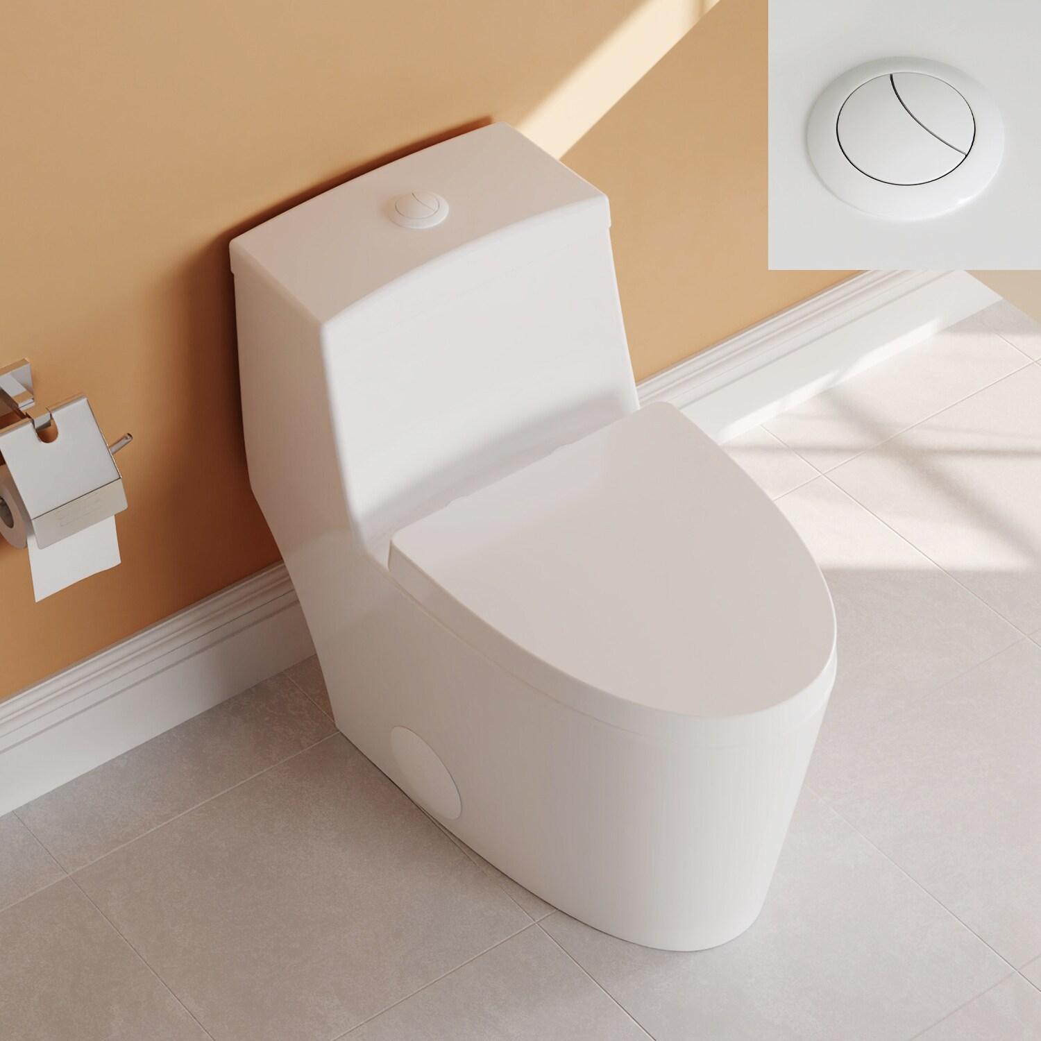 DeerValley Prism Dual-Flush Elongated One-Piece Toilet with Glazed Surface Lower Water Tank for Space Saving (Seat Included)