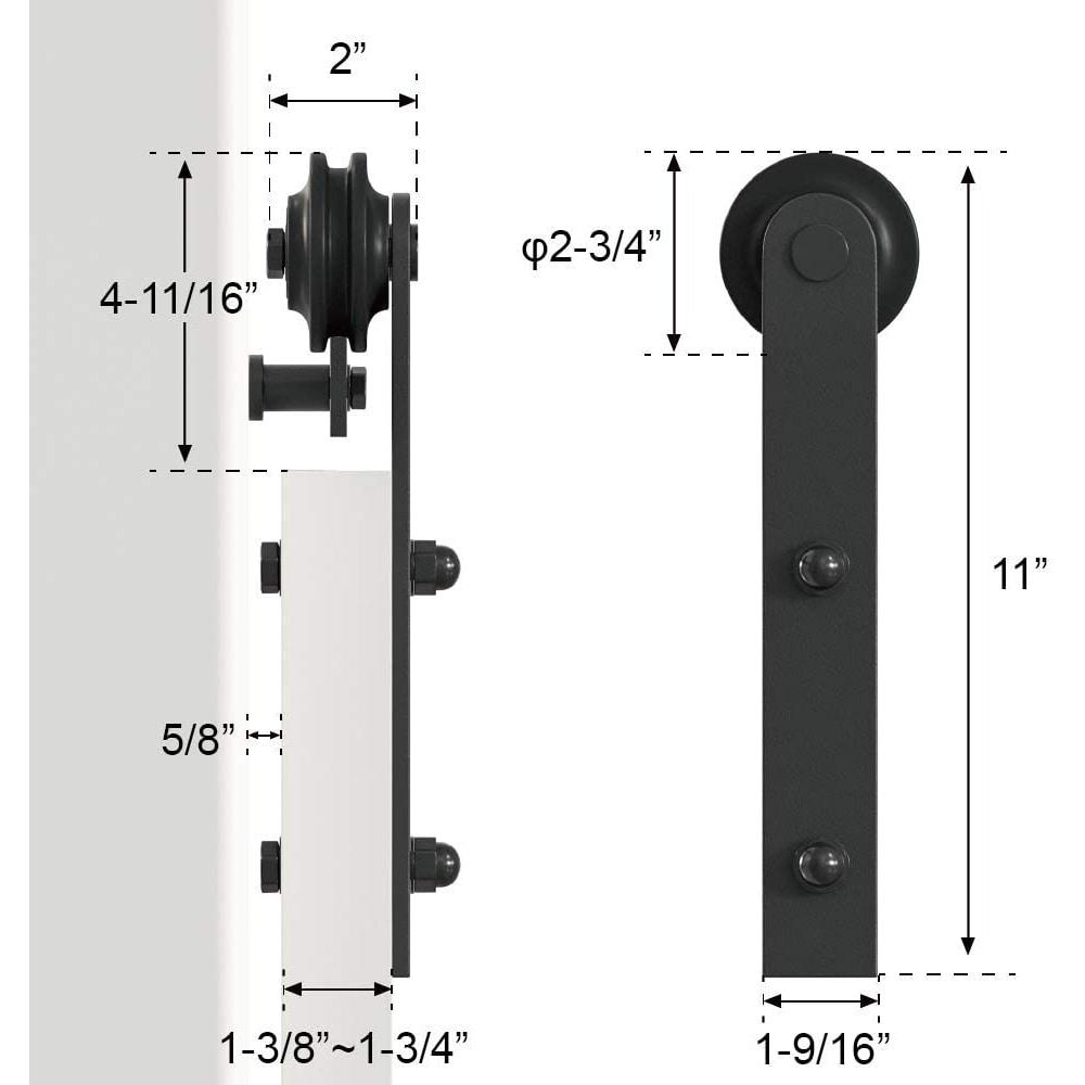 LAZ Black Steel Double Door Barn Door Hardware Kit Standard Double (NOT INCLUDE DOORS)