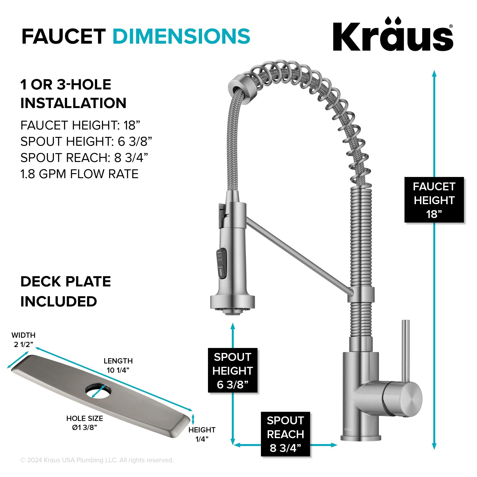 KRAUS Bolden Commercial Style 2-Function Single Handle Pull Down Kitchen Faucet