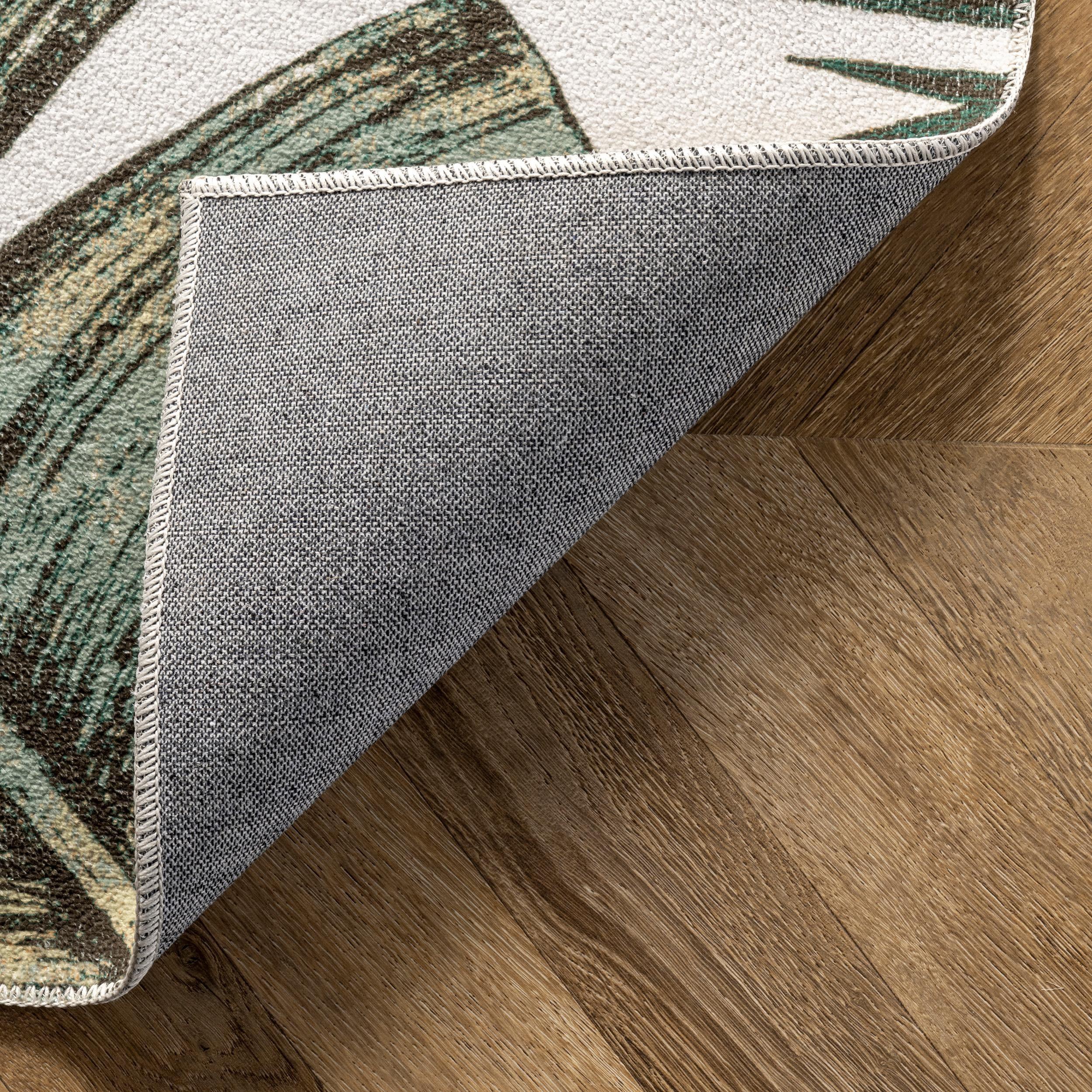 Nuloom Elen Pet Friendly Machine Washable Natural Leaves Area Rug, 4' x 6', Sage Green