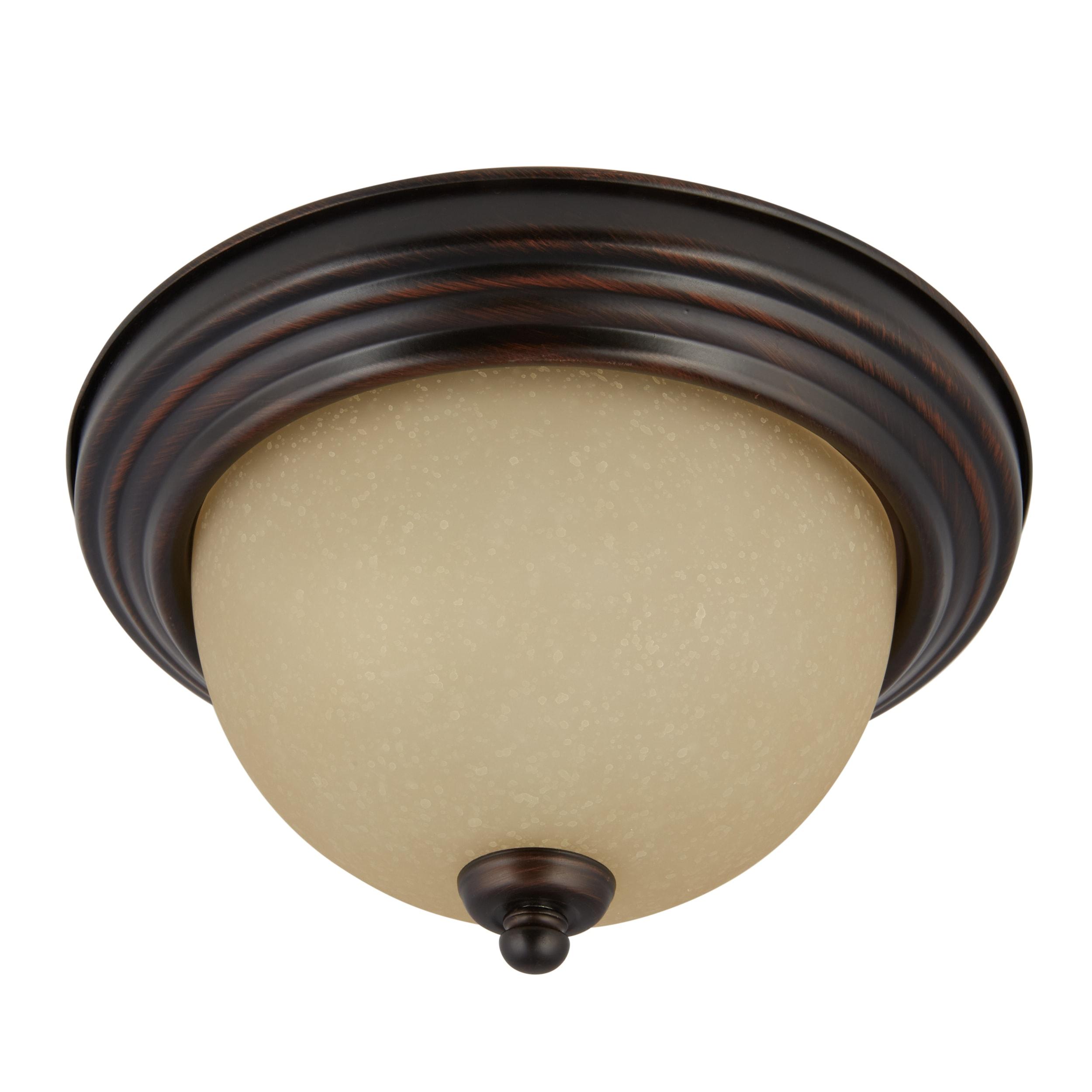 Geary Bronze Amber Glass Indoor/Outdoor Flush Mount Light