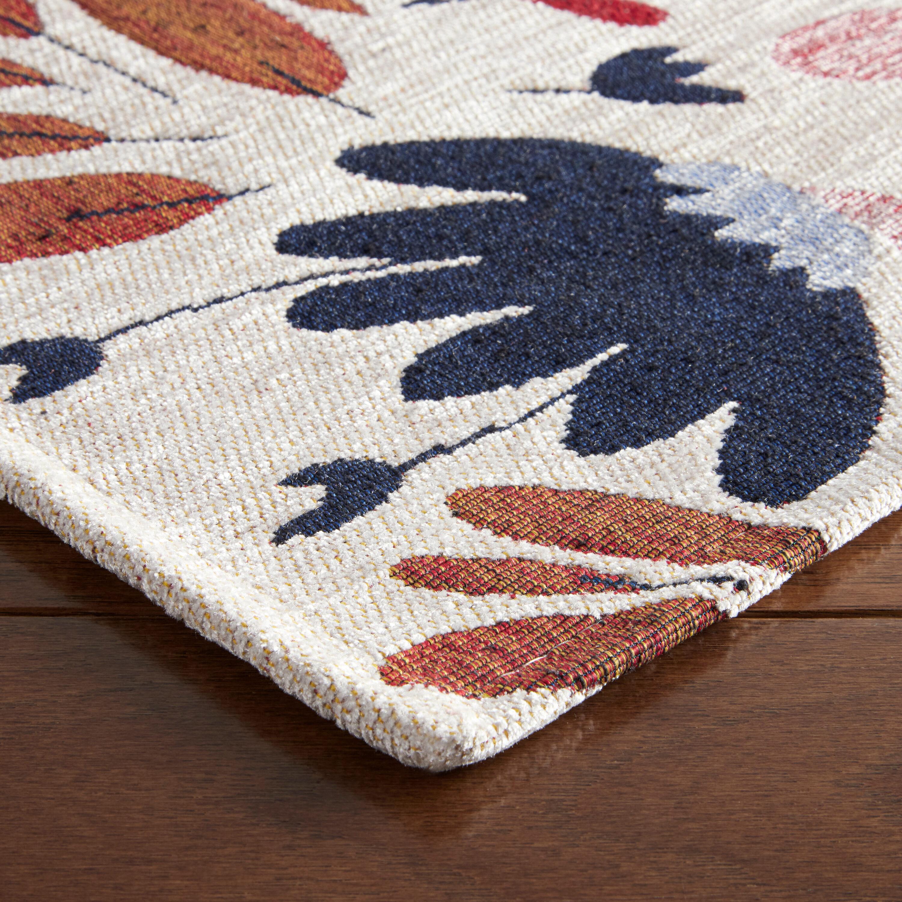 TOWN & COUNTRY LUXE Livie Floral Drip Everwash Washable Multi-Use Decorative Rug with Non-Slip Backing, Cream, 24"x40"