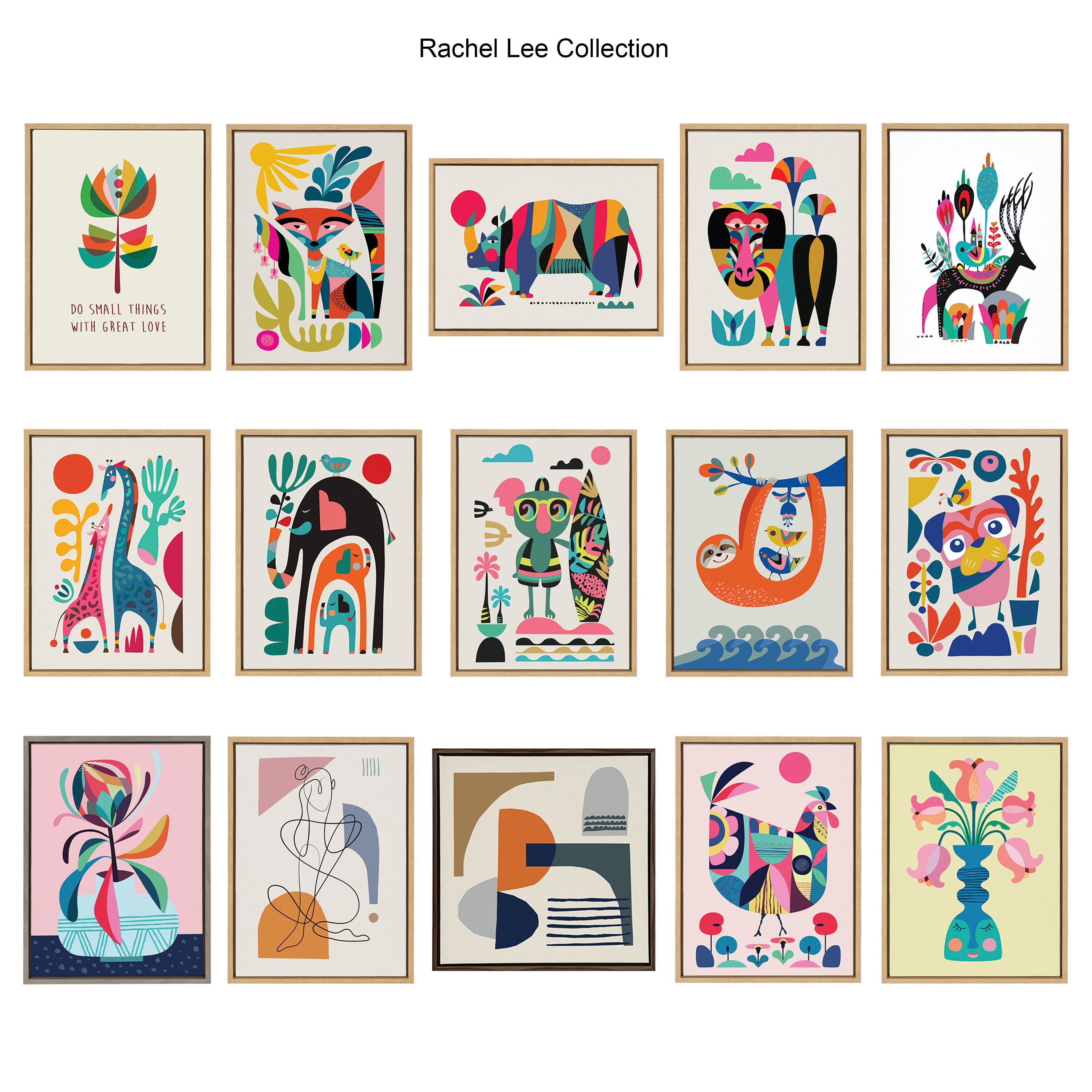 Mid Century Modern Tropical Toucan Canvas Wall Art in Natural Frame