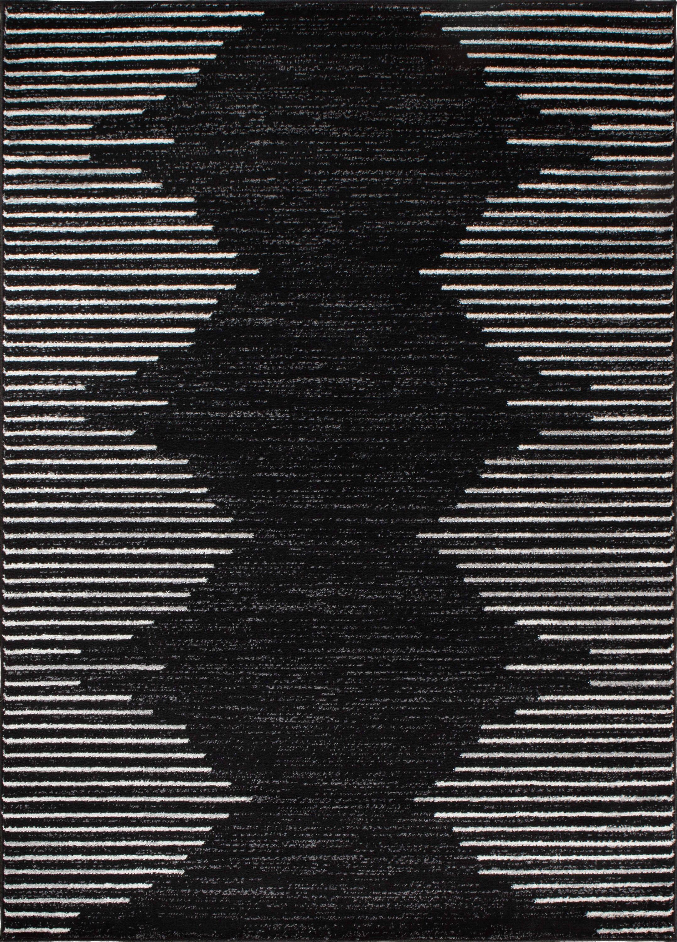 World Rug Gallery Area Rug Bohemian Stripe Jute Rug Carpets for Living Room Rugs for Sale - BLACK 3'X5'