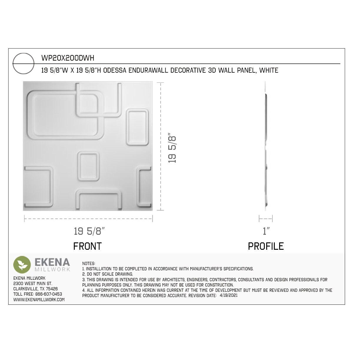 Ekena Millwork 19 5/8"W x 19 5/8"H Odessa EnduraWall Decorative 3D Wall Panel (Covers 2.67 Sq. Ft.)