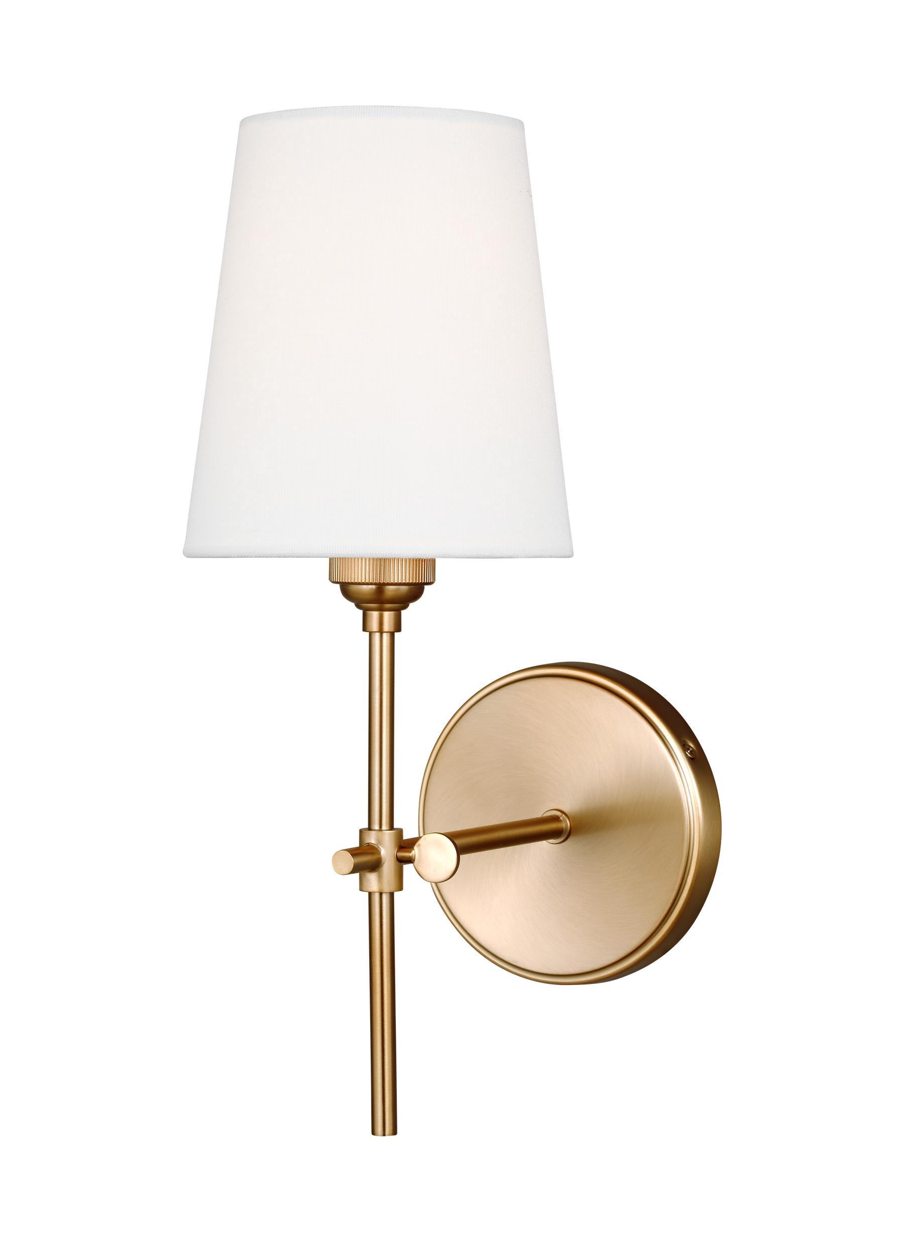 Generation Lighting 1-Light Baker Bath Fixture Wall Lamp Satin Brass 4187201-848 | Bathroom Light Fixture for Home Decor | Wall Sconce Vanity Light Fixture and Bathroom Accessory
