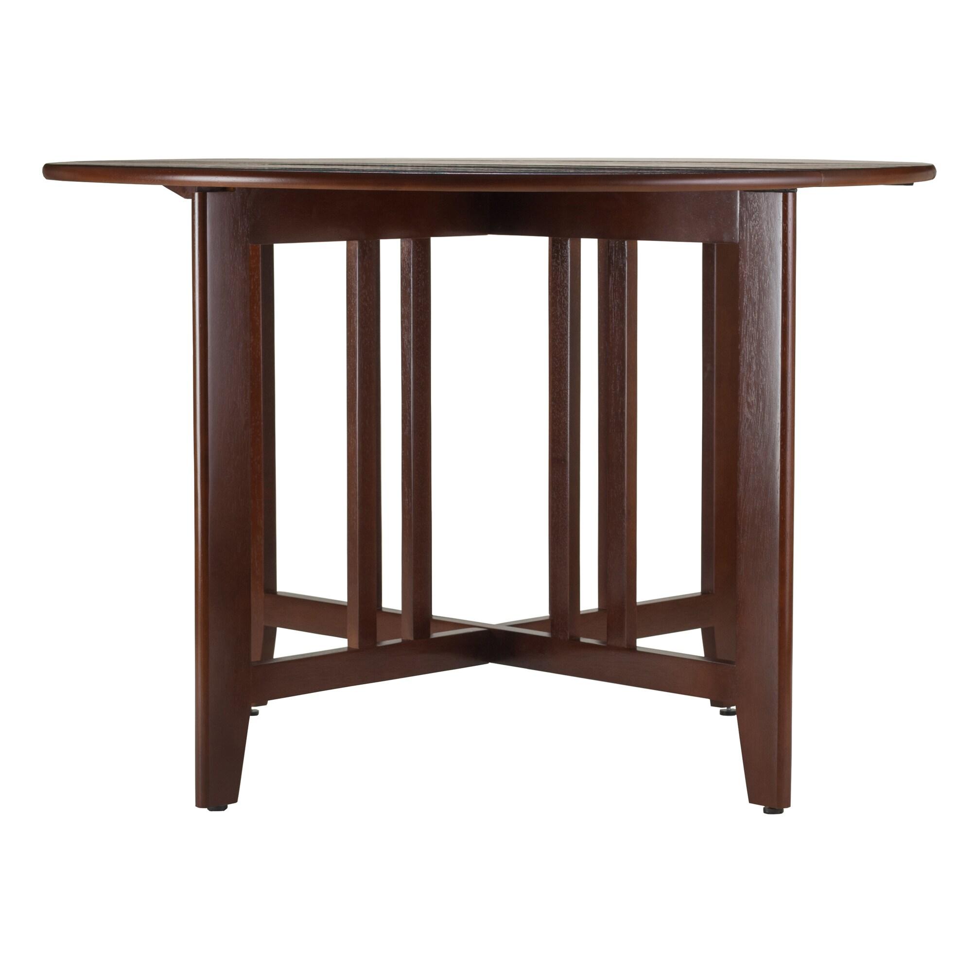 42" Alamo Round Double Drop Leaf Dining Table Wood/Walnut - Winsome: Hardwood Frame, Seats 4, Criss Cross Base